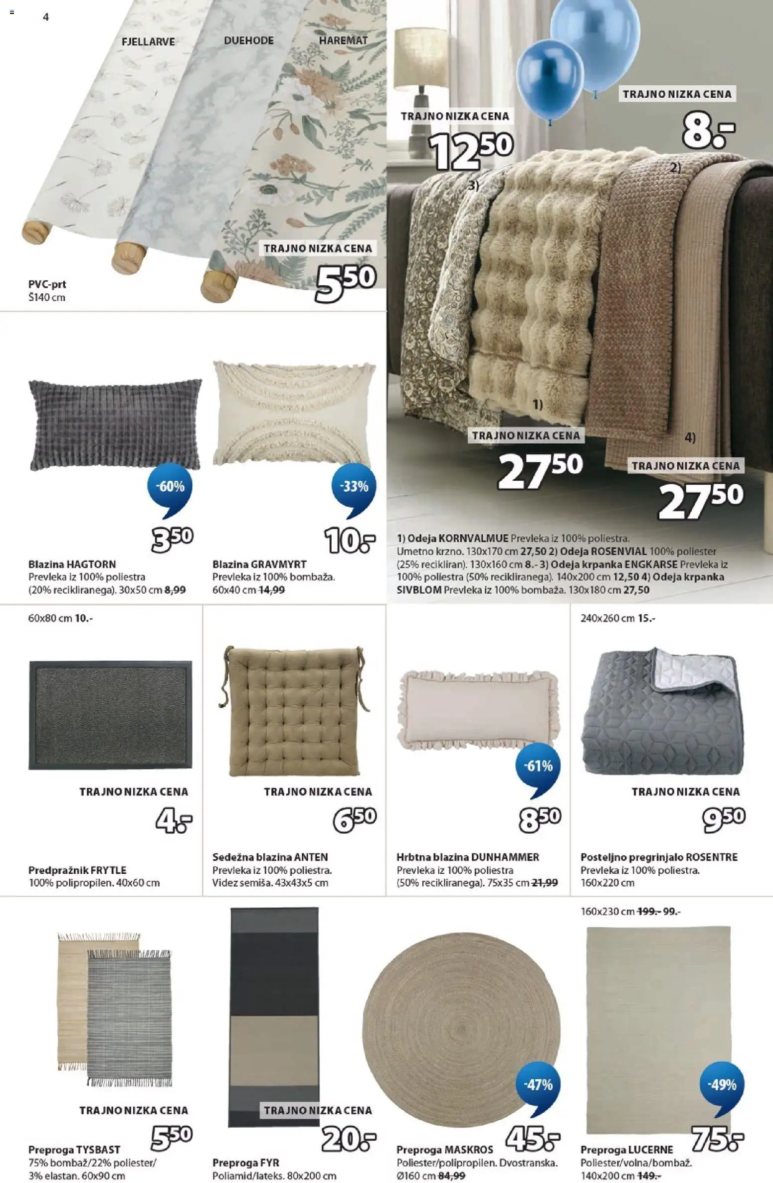 Novi JYSK katalog ponudbe – veljaven od 15.04.2026 | Stran: 4 | Izdelki: Pregrinjalo, Prevleka, Odeja, Preproga