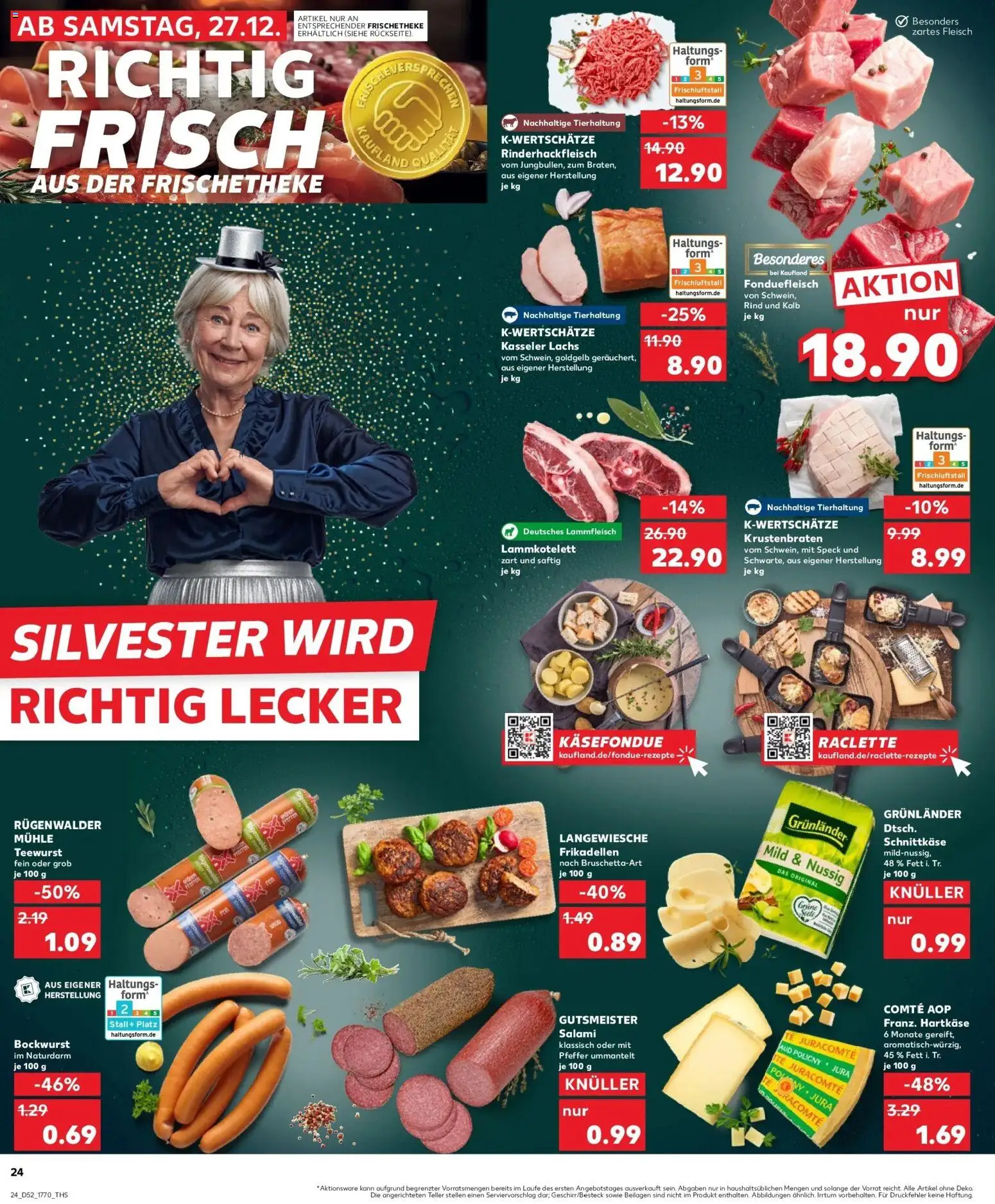 Kaufland prospekt Moers	 – gültig ab 28.12.2025 | Seite: 24 | Produkte: Bockwurst, Salami, Fondue, Fleisch