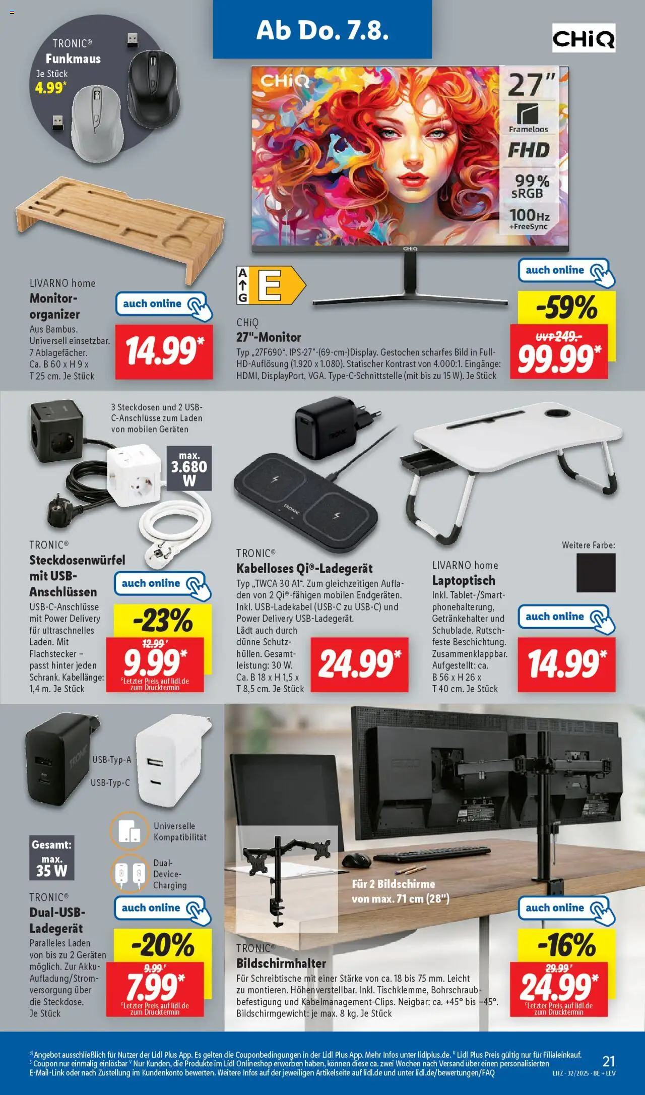 Lidl Prospekt Templin - gültig ab dem 04.08.2025 | Seite: 33 | Produkte: USB, Ladegerät, Monitor
