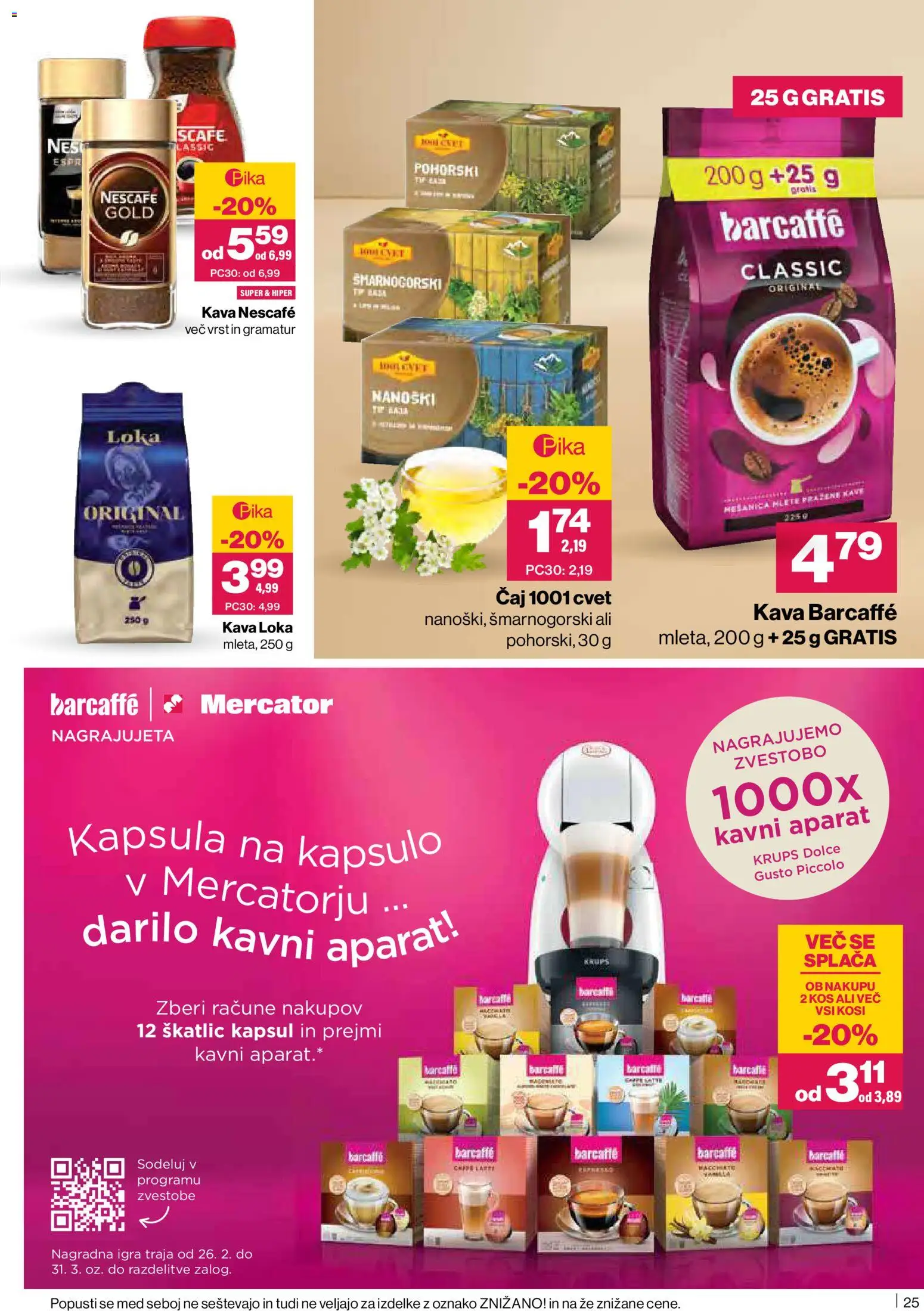 Novi Mercator katalog ponudbe – veljaven od 12.03.2026 | Stran: 25 | Izdelki: Igra, Kos, Kava, Caj