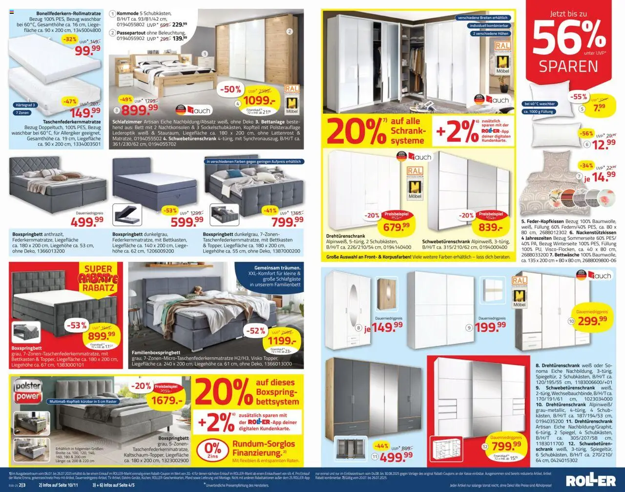 Roller Prospekt 	 - gültig ab dem 20.07.2025 | Seite: 2 | Produkte: Kommode, Lattenrost, Drehtürenschrank, Liege