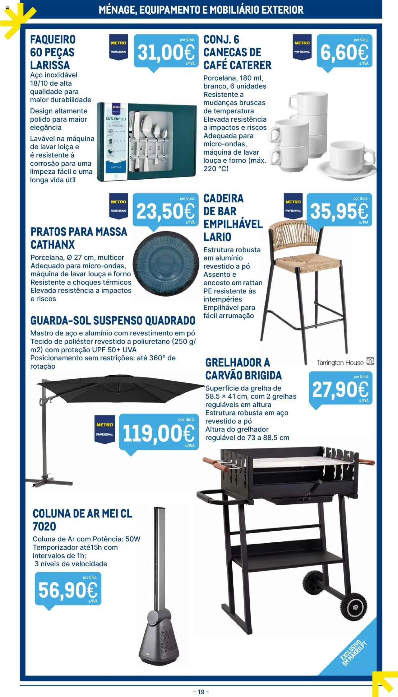 Makro folheto │ válido de 05.08.2025 | Página: 19 | Produtos: Máquina de lavar, Cadeira, Café, Massa