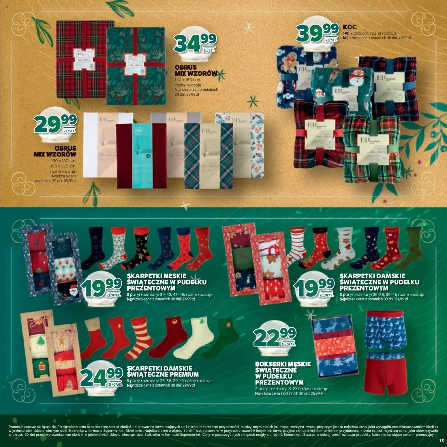 Stokrotka Gazetka - Boże Narodzenie od 11.12.2025 | Strona: 13 | Produkty: Bokserki, Skarpetki, Stokrotka, Bokserki męskie