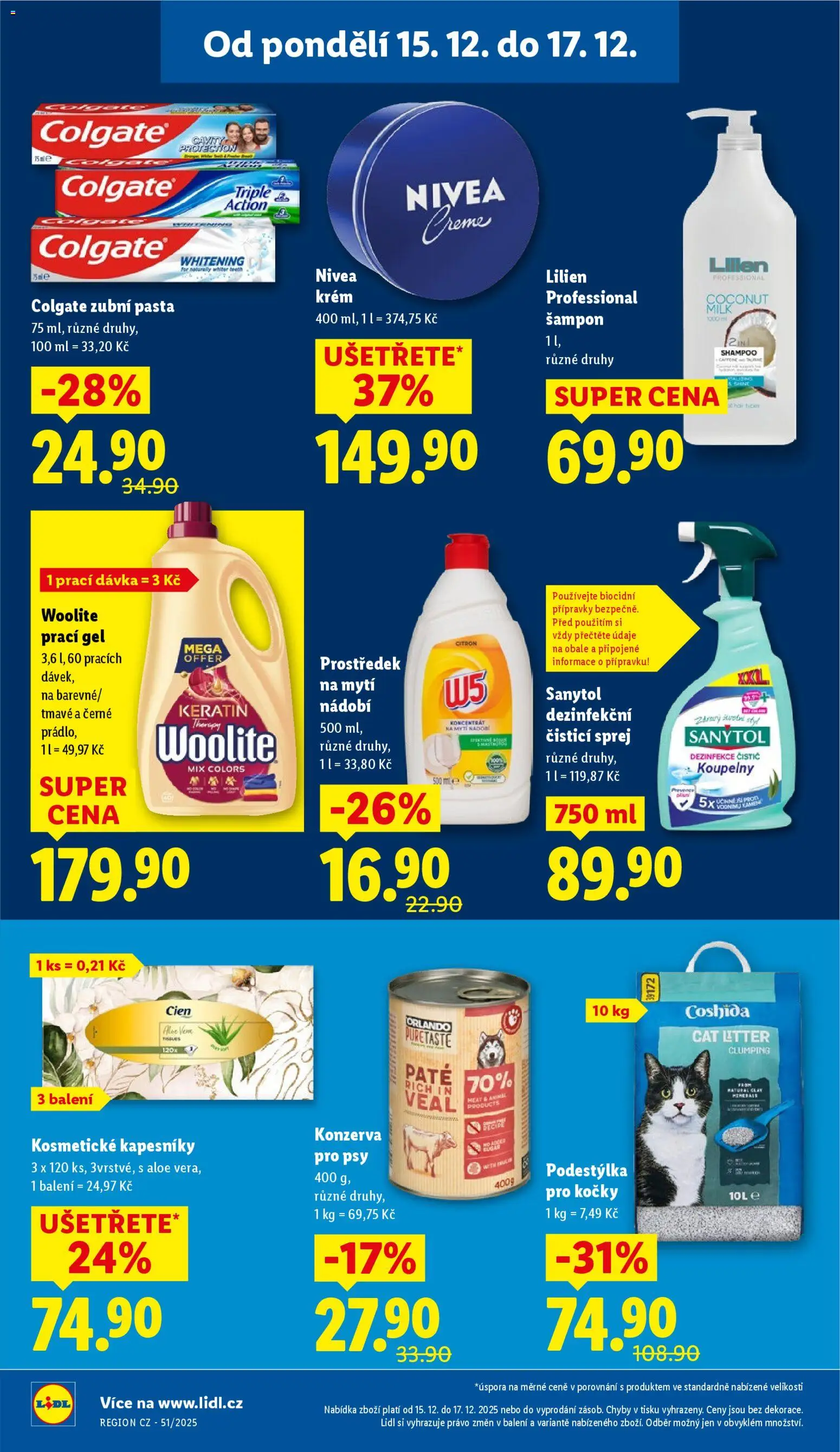 Lidl leták od 15.12.2025 | Strana: 32 | Produkty: Prostředek na mytí nádobí, Prací gel, Woolite, Šampon