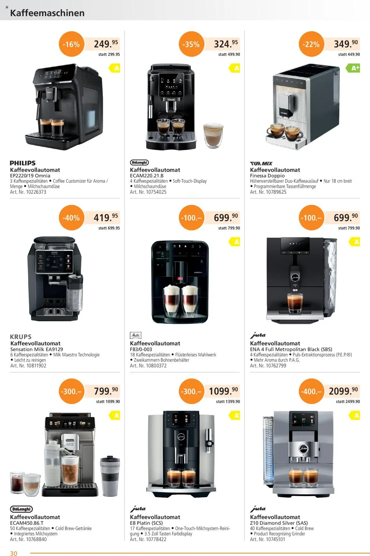 Fust Aktionen ab 25.08.2025 | Seite: 30 | Produkte: Jura, Krups, Kaffeevollautomat, Philips