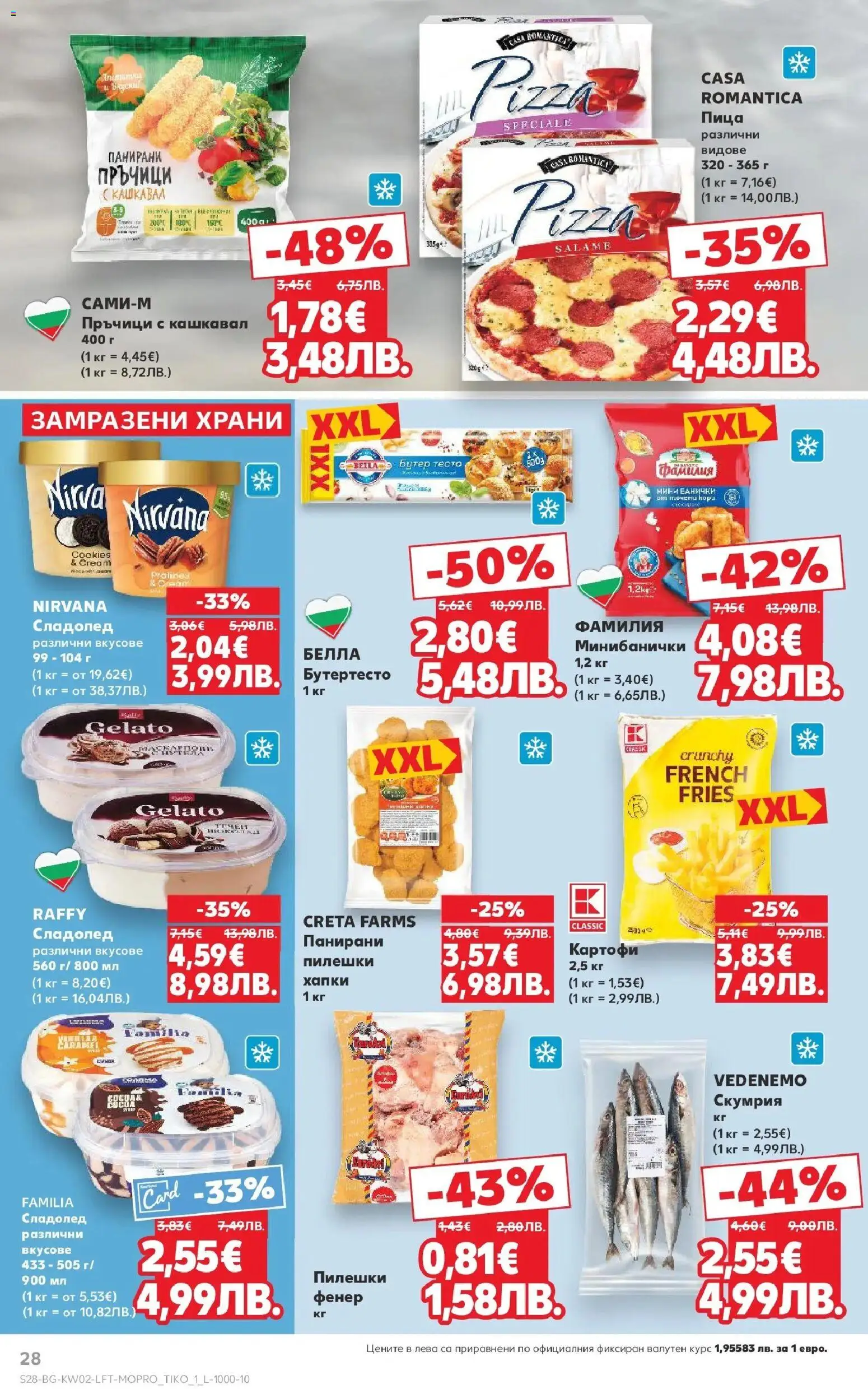 {H1} | Страница: 28 | Продукти: Сладолед, Картофи, Скумрия, Тесто