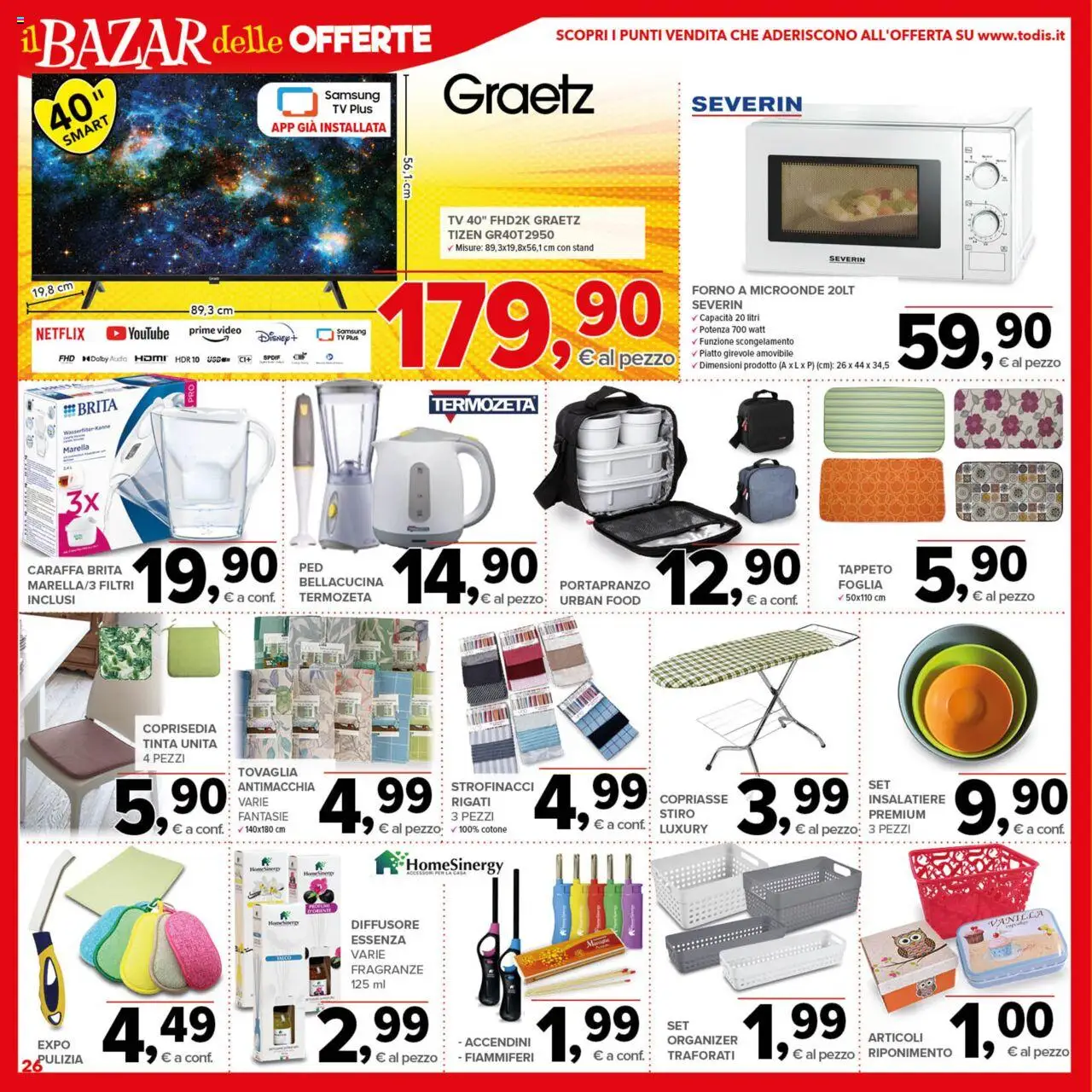 Volantino Todis del 18.09.2025 | Pagina: 26 | Prodotti: Microonde, Strofinacci, Coprisedia, Samsung