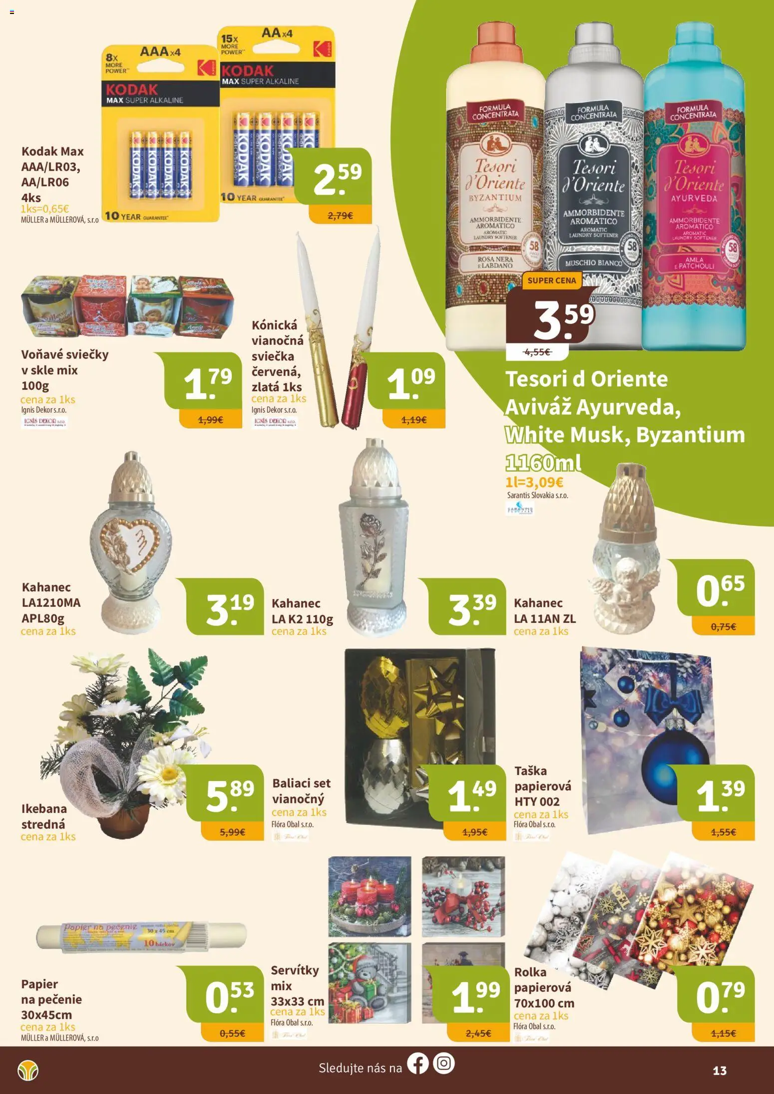 Nové Nitrazdroj akcie – leták je platný od 15.12.2025 | Strana: 13 | Produkty: Aviváž, Sviečky, Flora, Taška