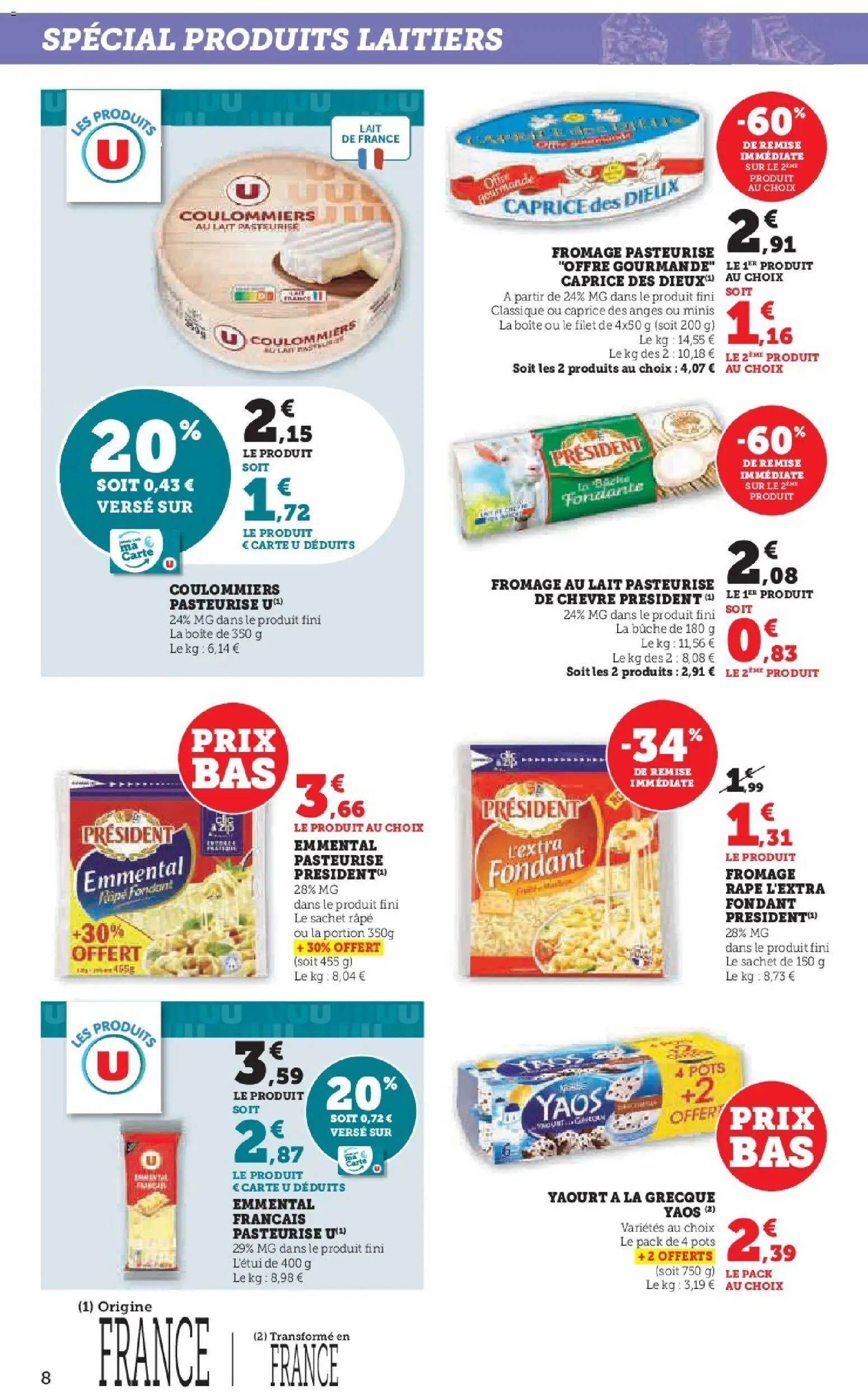 {H1} | Page: 8 | Produits: Emmental, Yaourt à La Grecque, Fromage, Yaourt