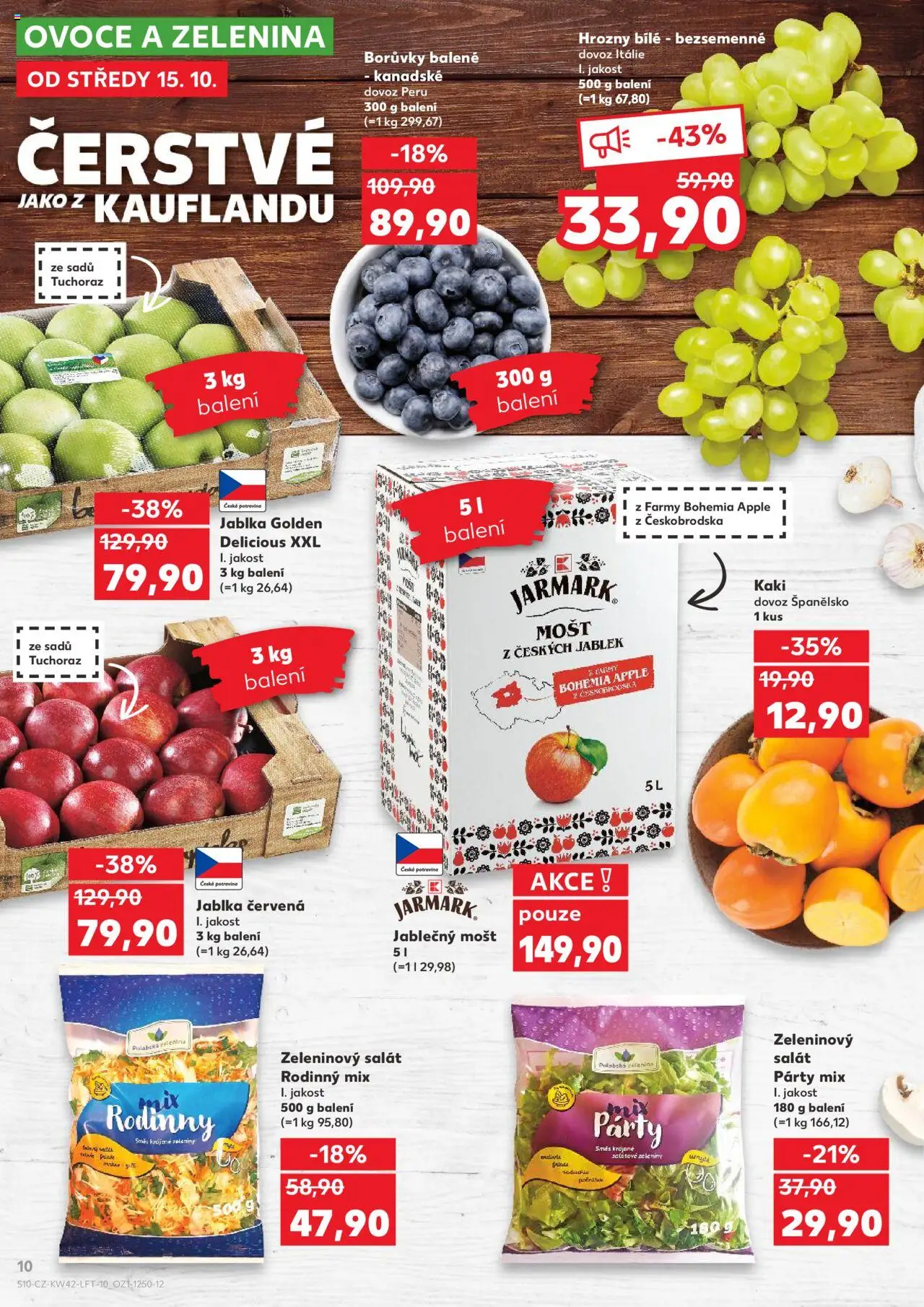 Kaufland leták - Chomutov od 15.10.2025 | Strana: 10 | Produkty: Ovoce a zelenina, Ovoce, Salát, Zelenina