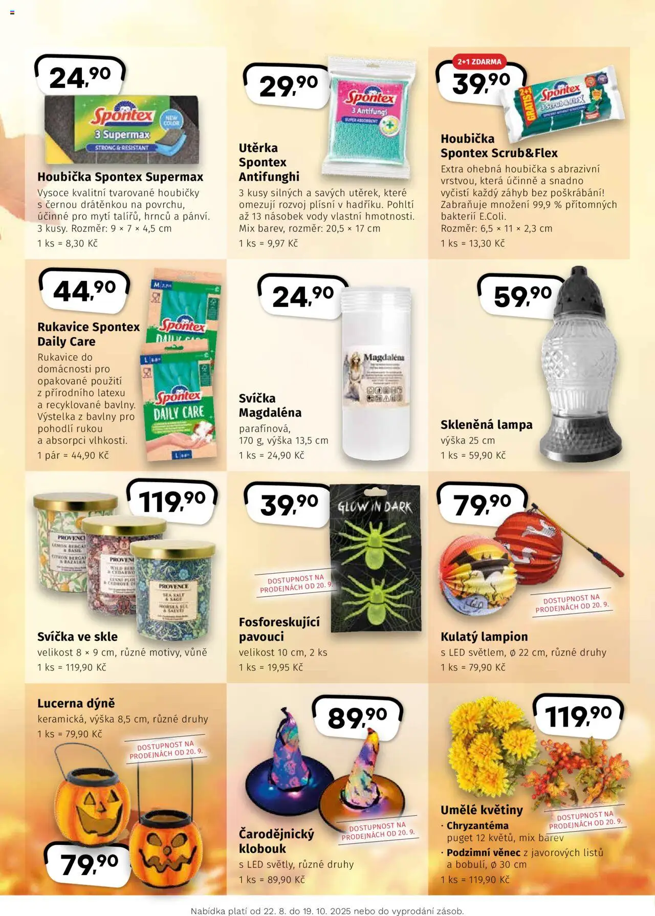 Coop leták - Hity od 22.08.2025 | Strana: 4 | Produkty: Umělé květiny, Dýně, Květiny, Lampa