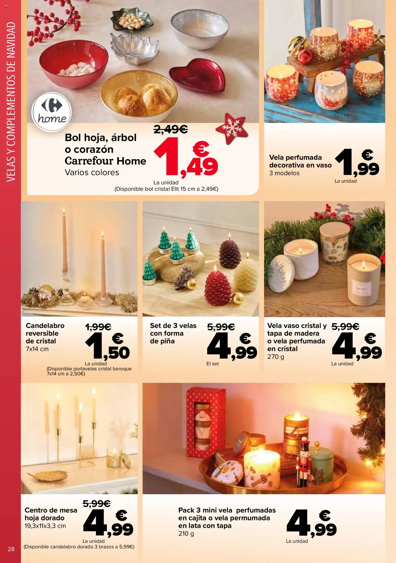 Carrefour Decoración │ válido desde el 11.11.2025 | Página: 28 | Productos: Candelabro, Vela, Mesa, Βραχιόλι