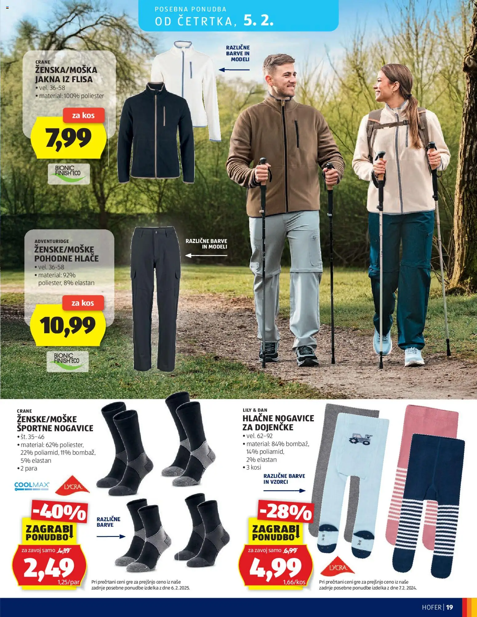 Novi Hofer katalog ponudbe – veljaven od 28.01.2026 | Stran: 19 | Izdelki: Športne nogavice, Kos, Jakna, Hlace