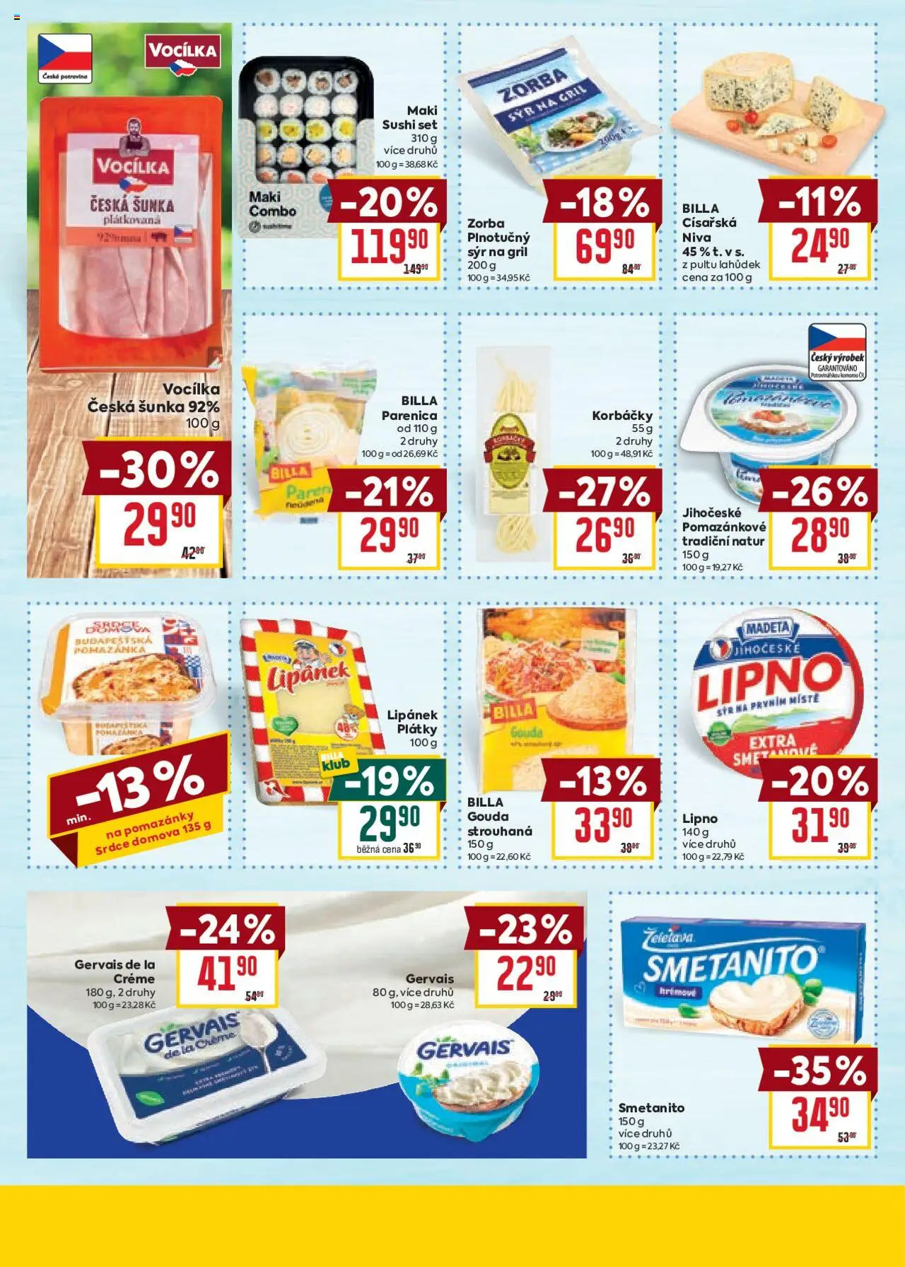 Billa Velký leták od 20.08.2025 | Strana: 19 | Produkty: Lipánek, Sýr na gril, Gril, Niva