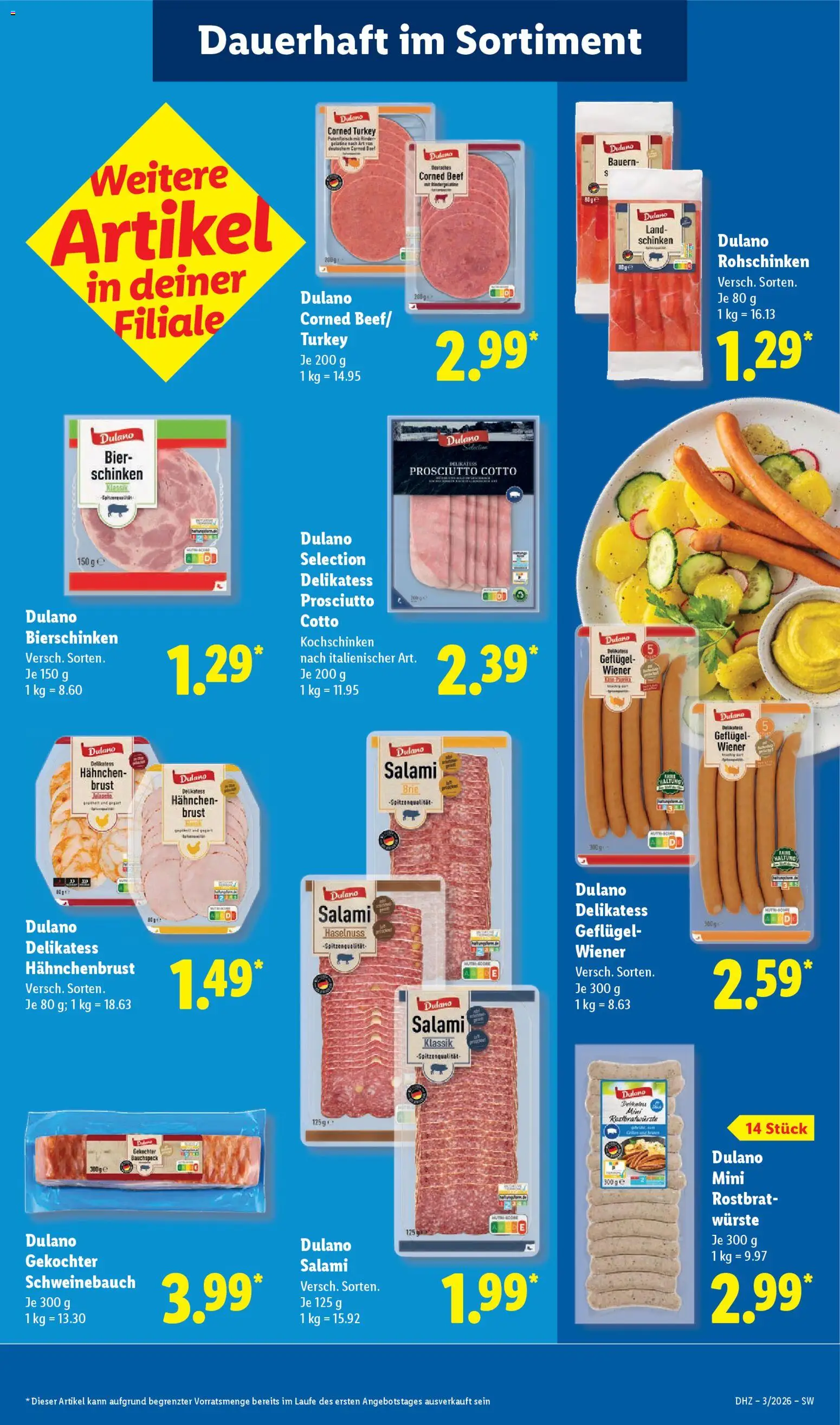 Lidl Prospekt Nagold – gültig ab 12.01.2026 | Seite: 23 | Produkte: Schweinebauch, Salami, Schinken, Hahnchenbrust