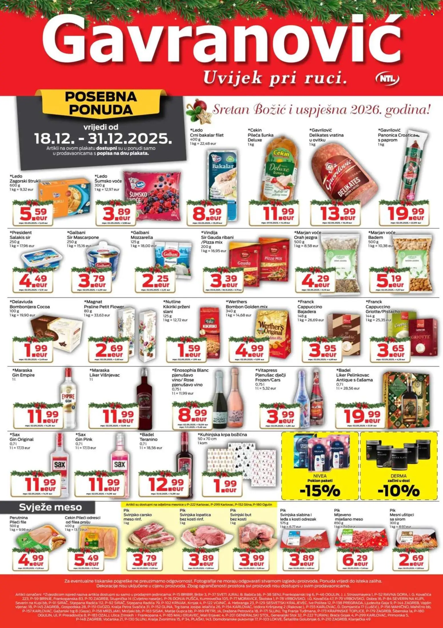 Gavranović katalog | vrijedi od 18.12.2025 | Stranica: 1 | Proizvodi: Gauda, Sir, Kikiriki, Teranino
