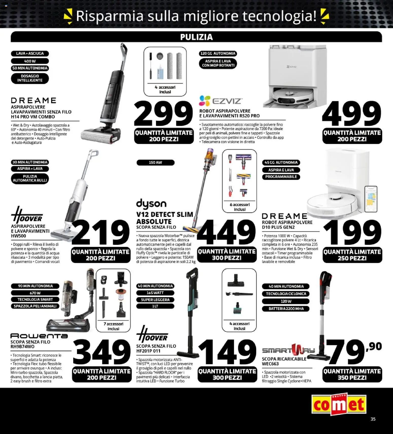 Volantino Comet del 13.11.2025 | Pagina: 35 | Prodotti: Rullo, Acqua, Aspirapolvere, Batteria