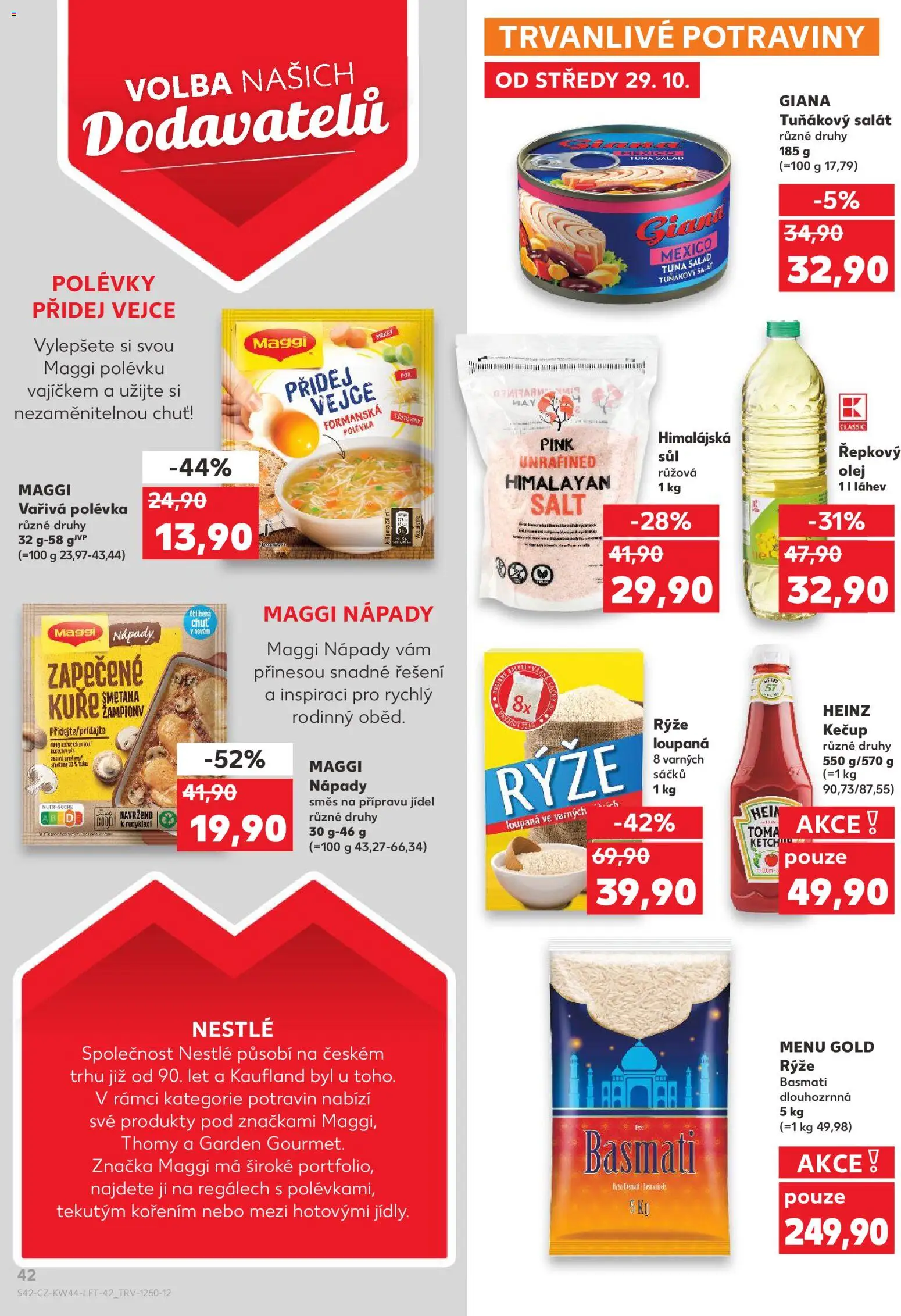 Kaufland leták - Kolín od 29.10.2025 | Strana: 42 | Produkty: Žampiony, Rýže, Salát, Rýže basmati