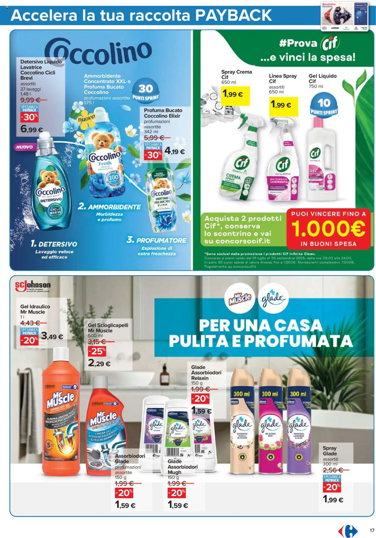 Volantino Carrefour del 07.08.2025 | Pagina: 17 | Prodotti: Tè, Candeggina, Lavatrice, Profumo