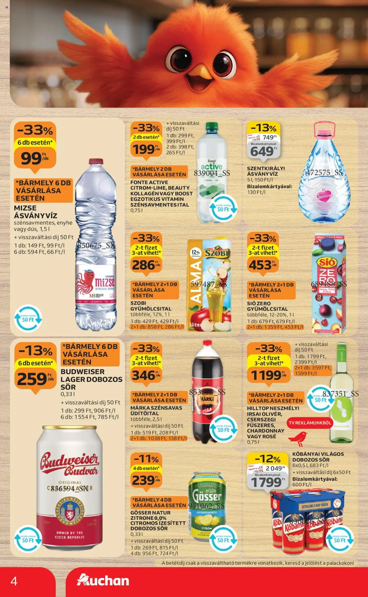 Auchan akciós ujság - amely érvényes a következő dátumtól: 28.08.2025 | Oldal: 4 | Termékek: Budweiser, Cola, Alma, Citrom