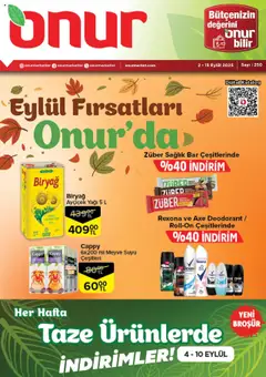02.09.2025 tarihinden itibaren geçerli olan Onur Market kataloğu önizlemesi