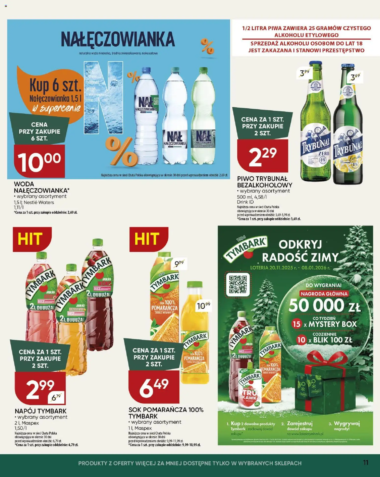 Chata Polska Gazetka od 18.12.2025 | Strona: 11 | Produkty: Sok, Piwo, Woda
