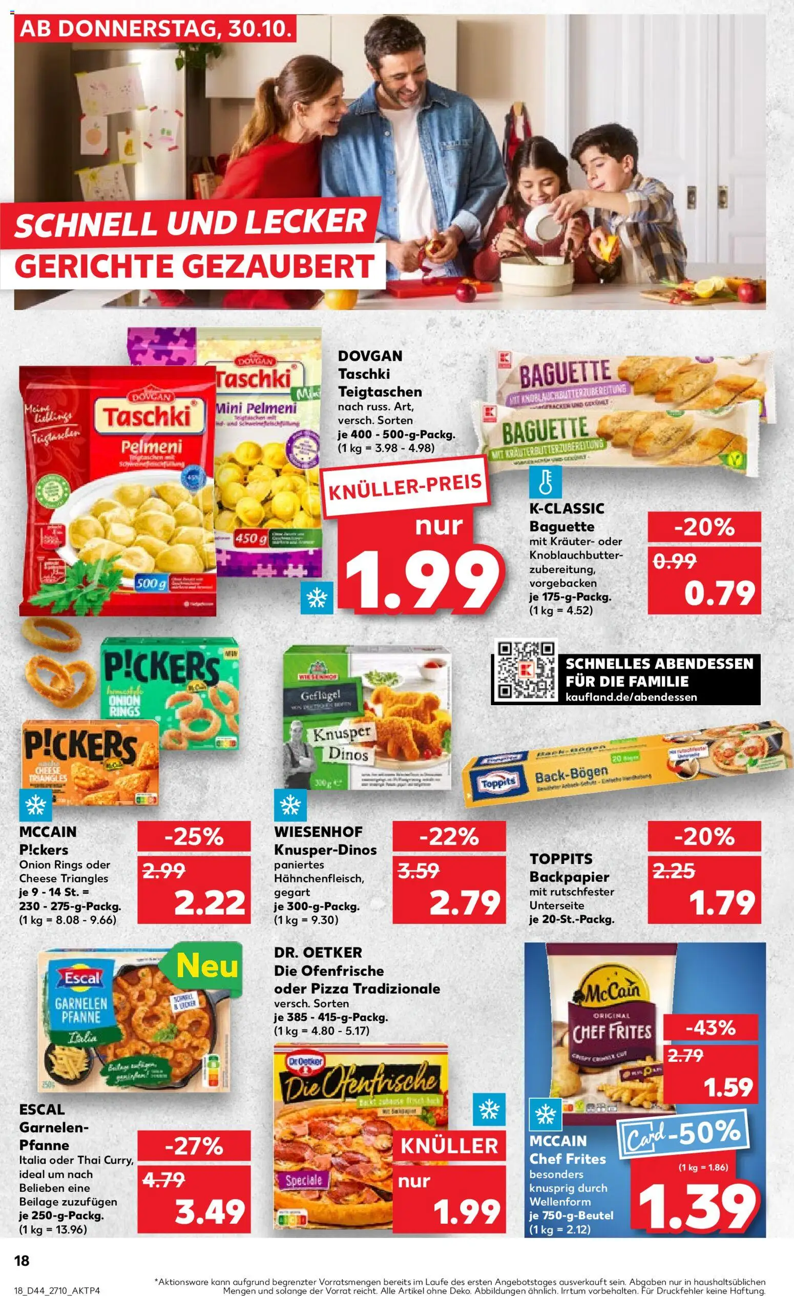 Kaufland prospekt Leipzig	 – gültig ab 30.10.2025 | Seite: 18 | Produkte: Baguette, Garnelen, McCain, Pizza