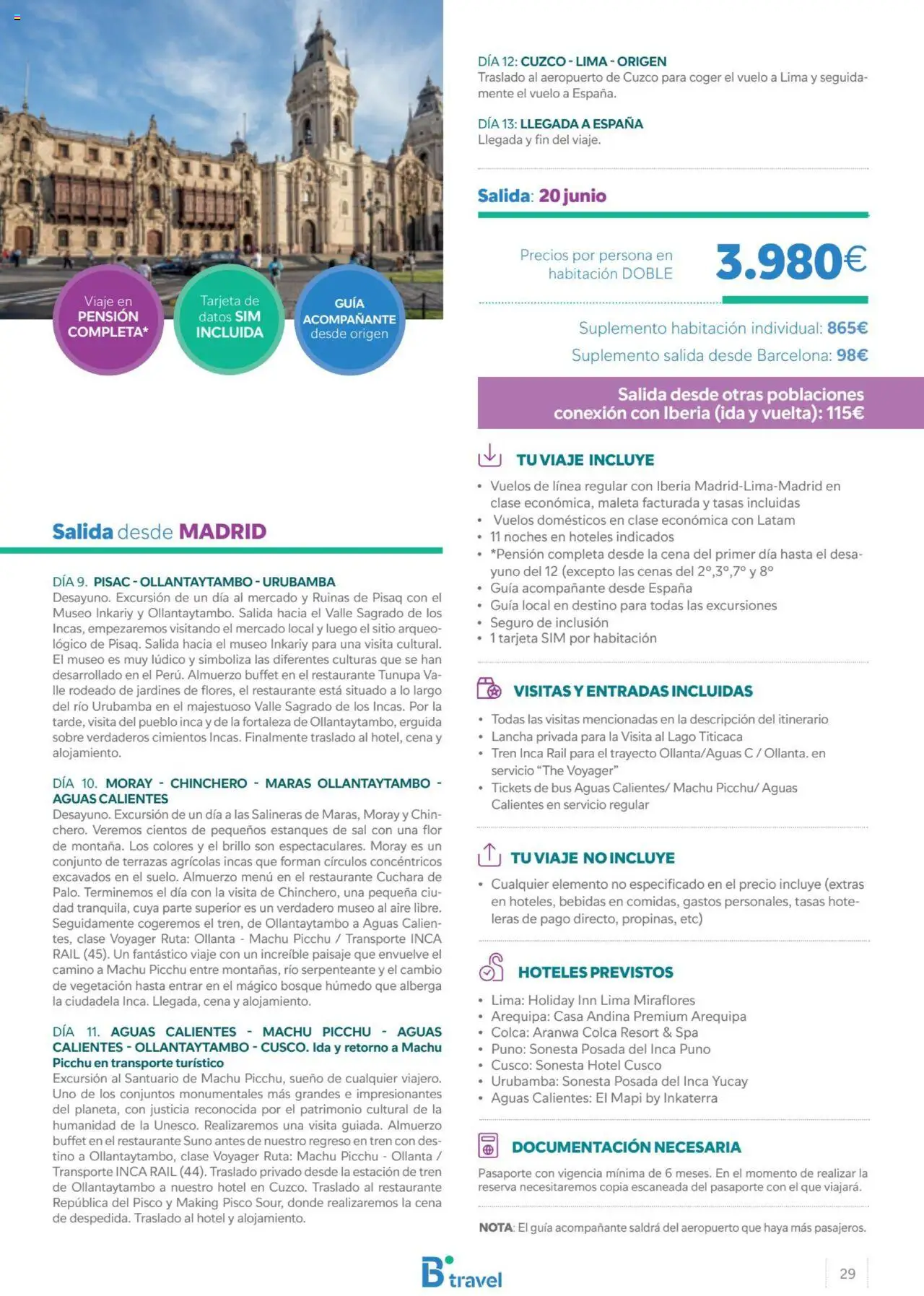 B the travel brand Viajeros Expertos 2025 │ válido desde el 30.09.2024 | Página: 29 | Productos: Lima, Maleta