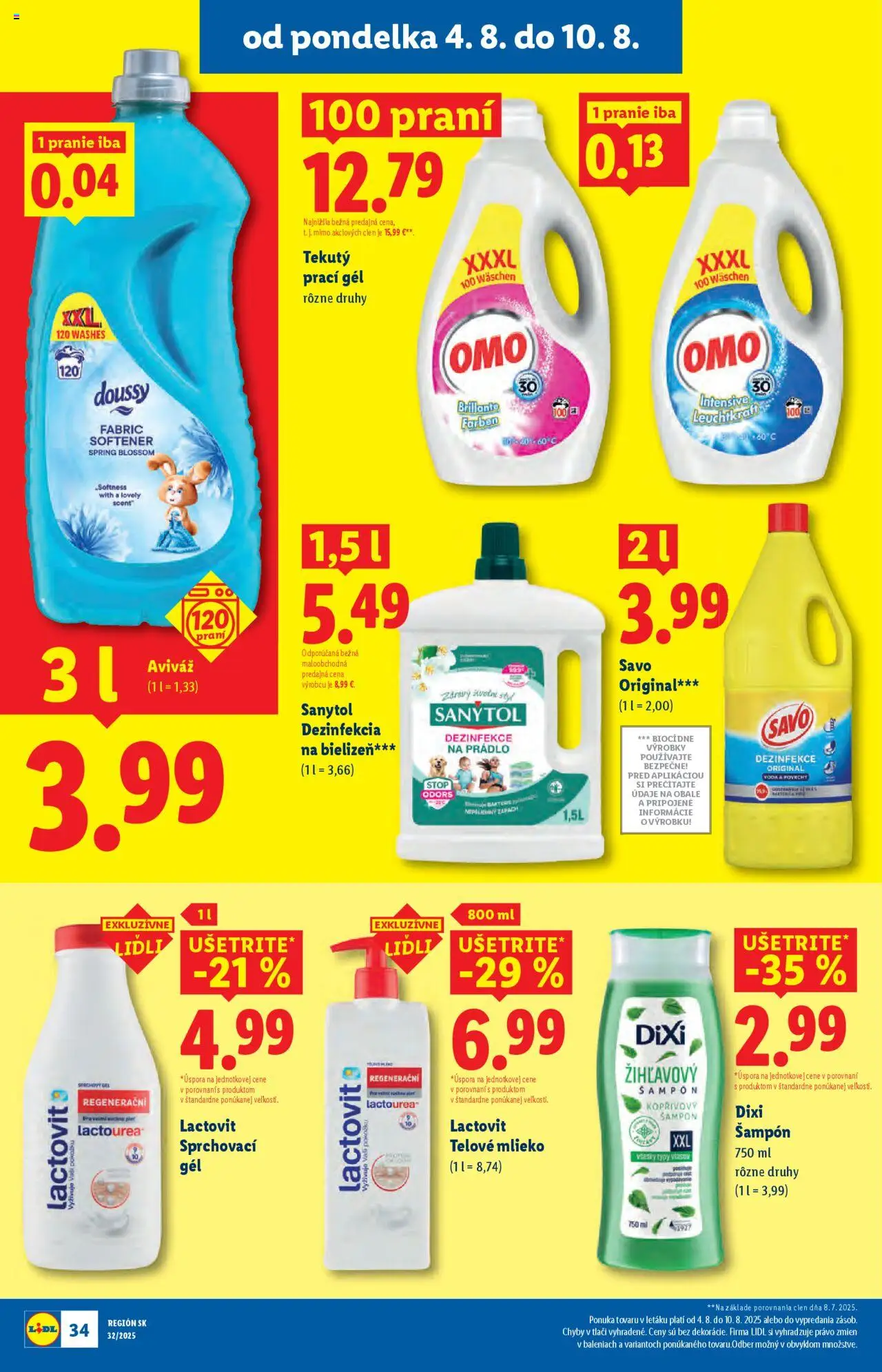 Lidl leták │ platný od 04.08.2025 | Strana: 42 | Produkty: Sanytol, Savo, Šampón, Lactovit
