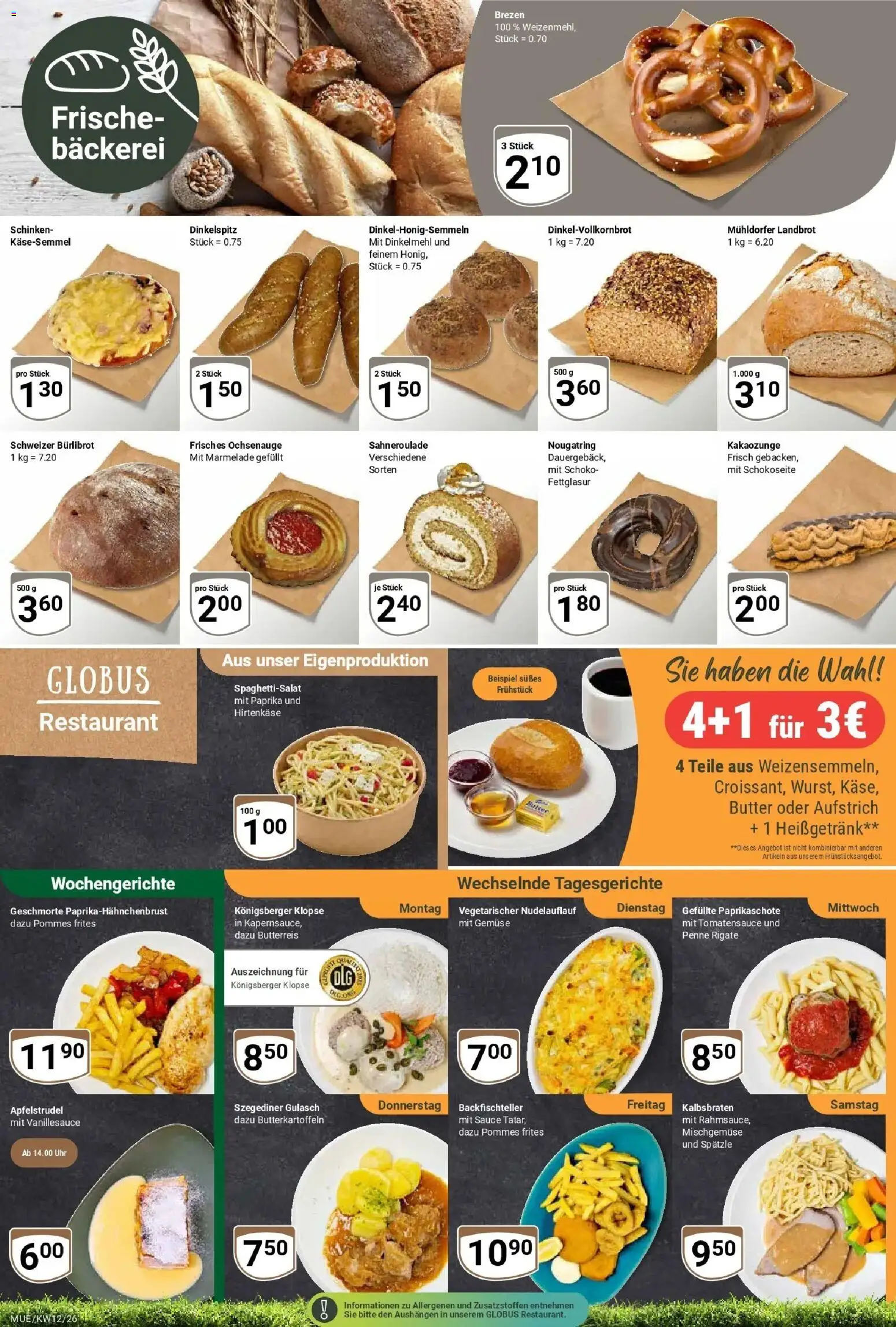 Globus prospekt Mühldorf	 – gültig ab 15.03.2026 | Seite: 5 | Produkte: Bäckerei, Pommes frites, Schinken, Uhr