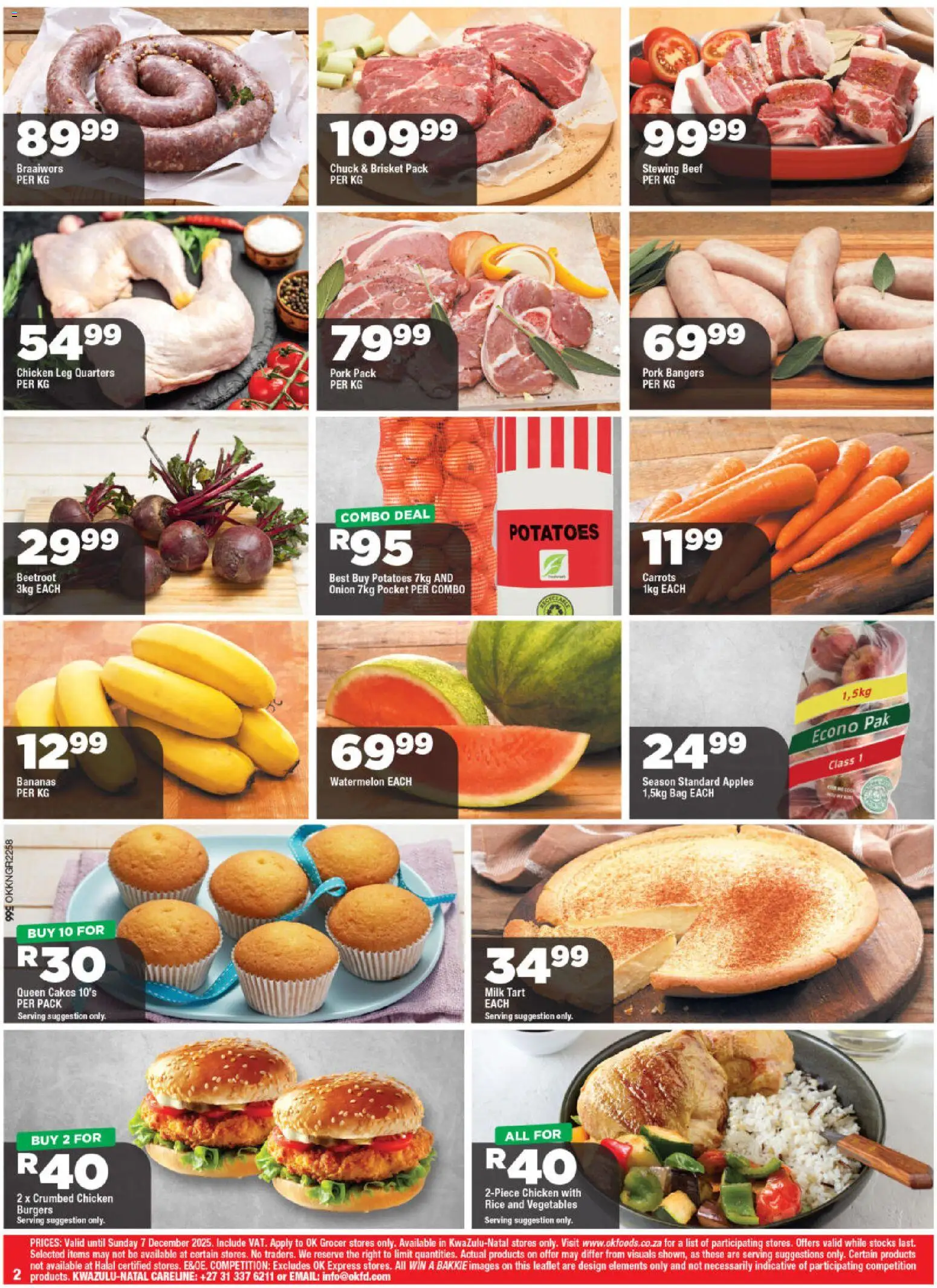 New OK Foods catalogue – valid from 10.12.2025 | Page: 2 | Products: Milk, Apples, Bananas, Potatoes