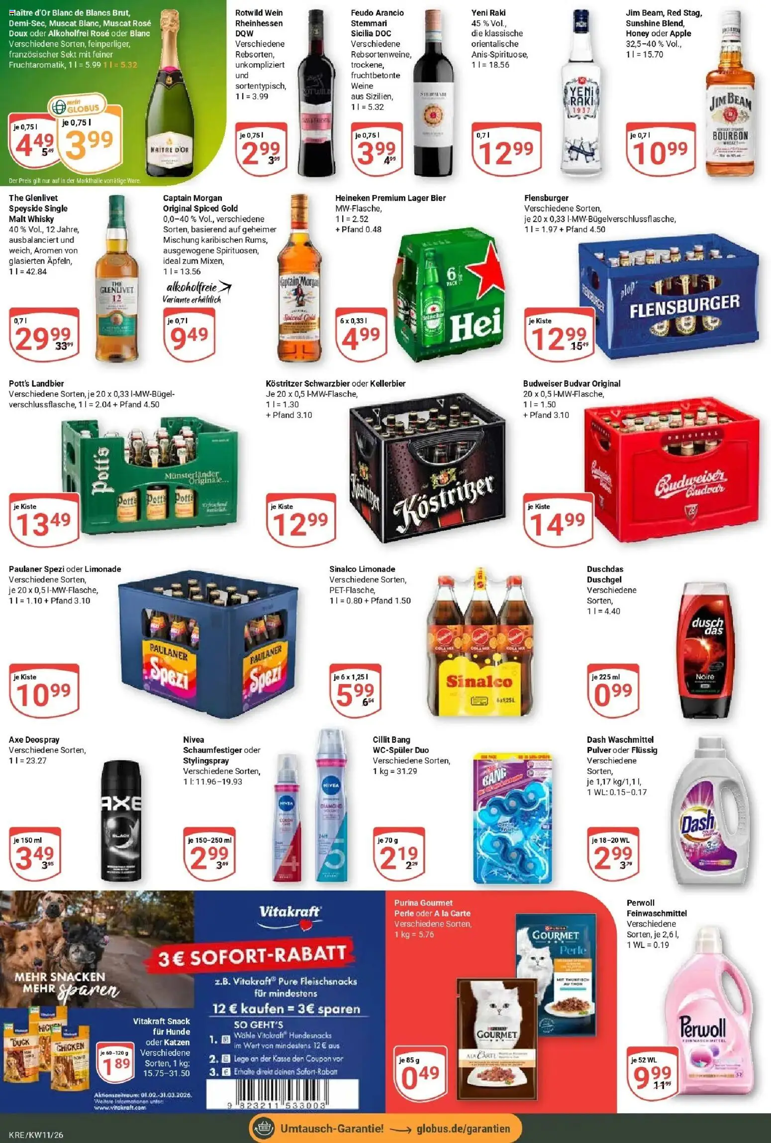 Globus prospekt Krefeld	 – gültig ab 09.03.2026 | Seite: 4 | Produkte: Kostritzer, Paulaner spezi, Perwoll, Axe