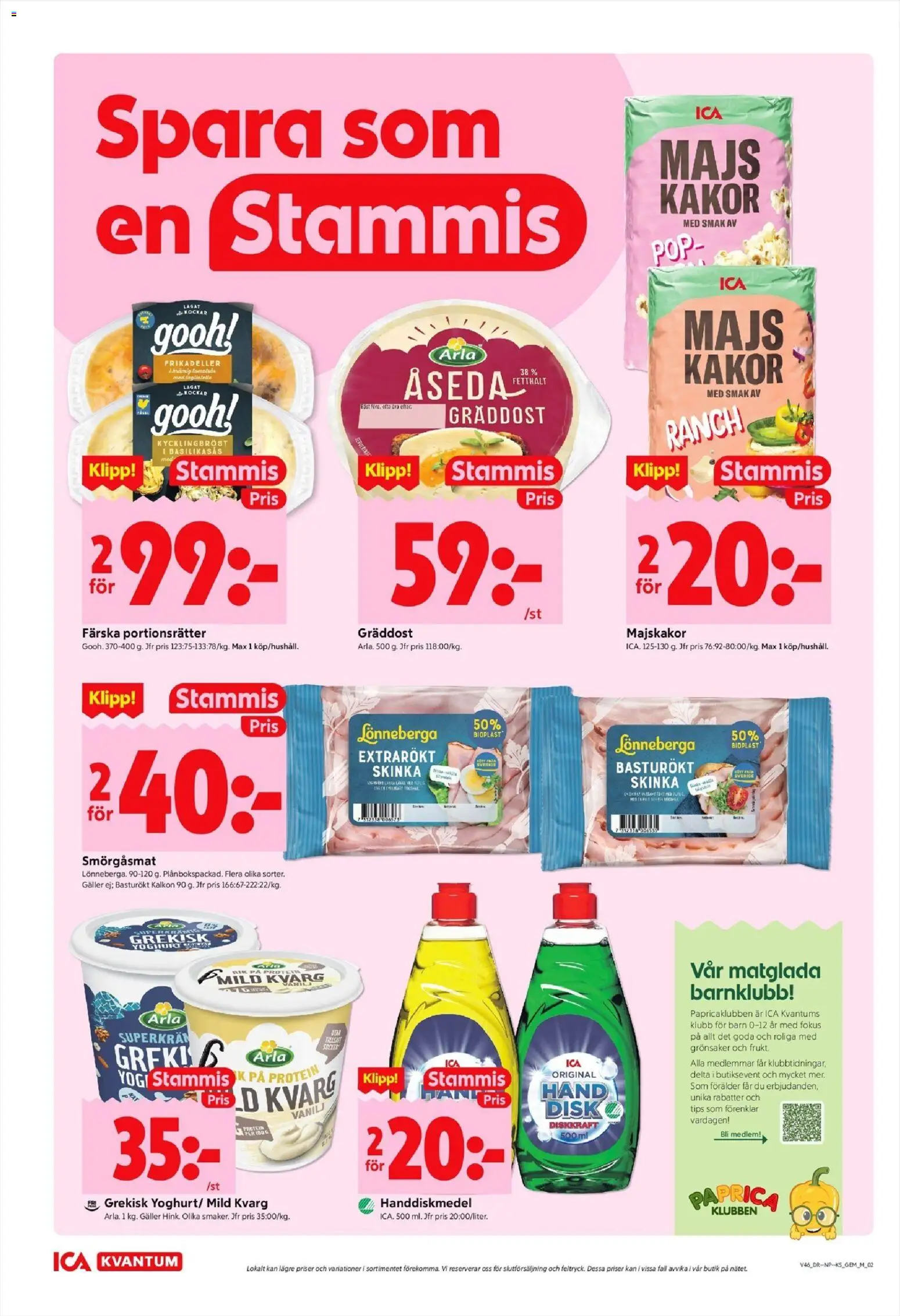 ICA Kvantum reklamblad aktuell från 10.11.2025 | Sida: 2 | Produkter: Majskakor, Handdiskmedel, Kalkon, Kvarg