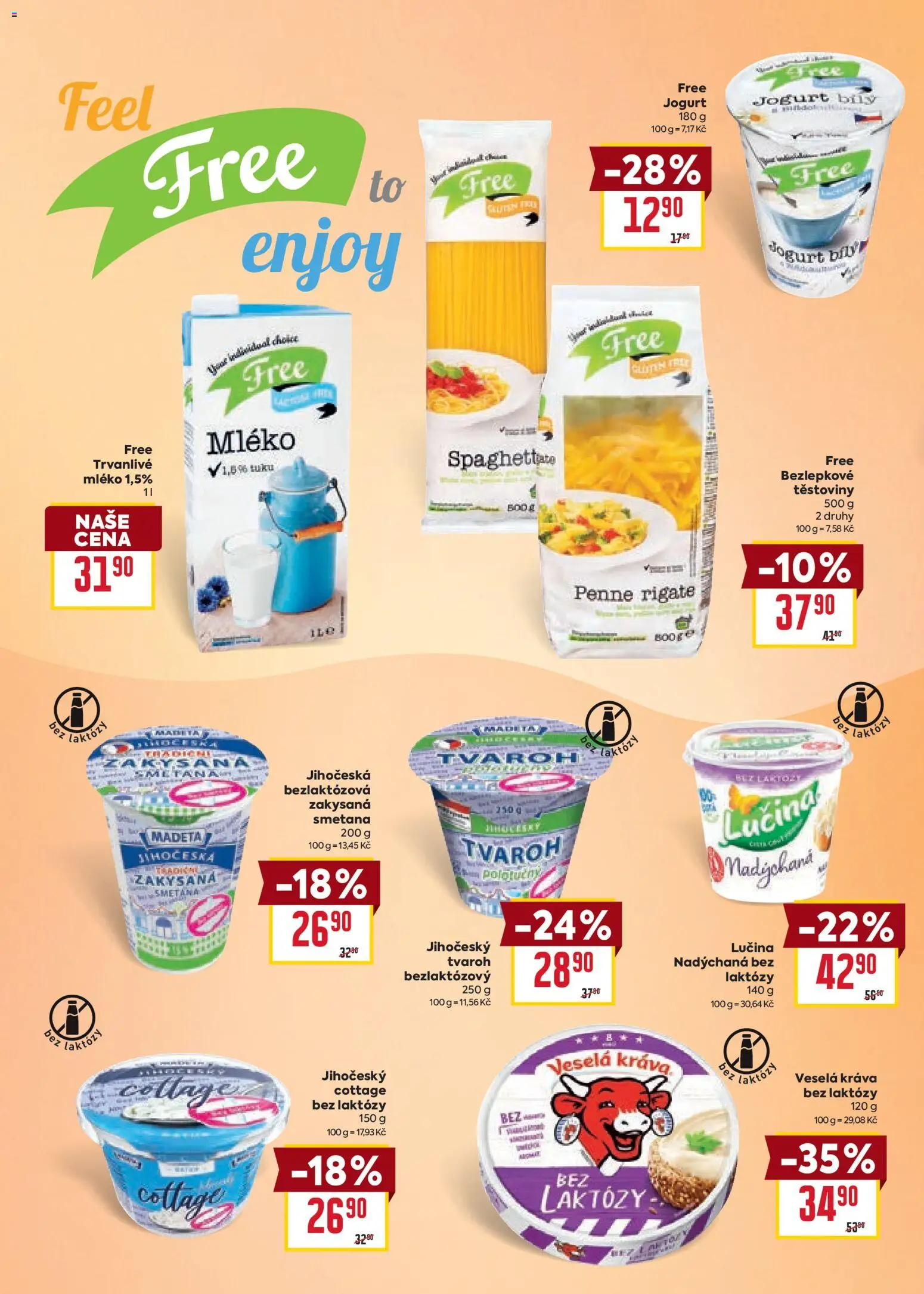 Billa Velký leták od 14.01.2026 | Strana: 12 | Produkty: Smetana, Bezlepkové těstoviny, Tvaroh bez laktózy, Cottage