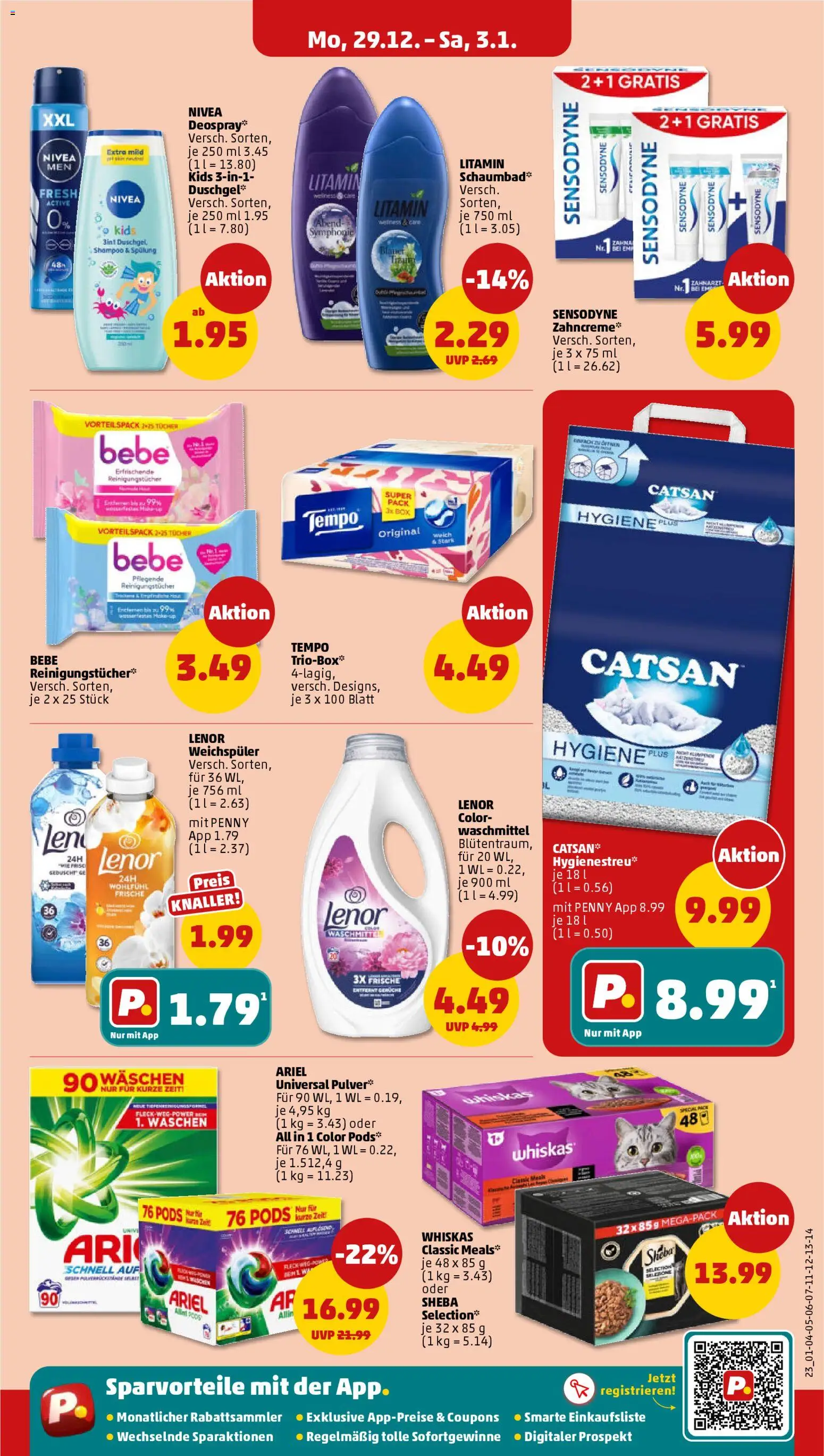 Penny Prospekt 	 – gültig ab 29.12.2025 | Seite: 23 | Produkte: Spülung, Duschgel, Reinigungstücher, Tempo