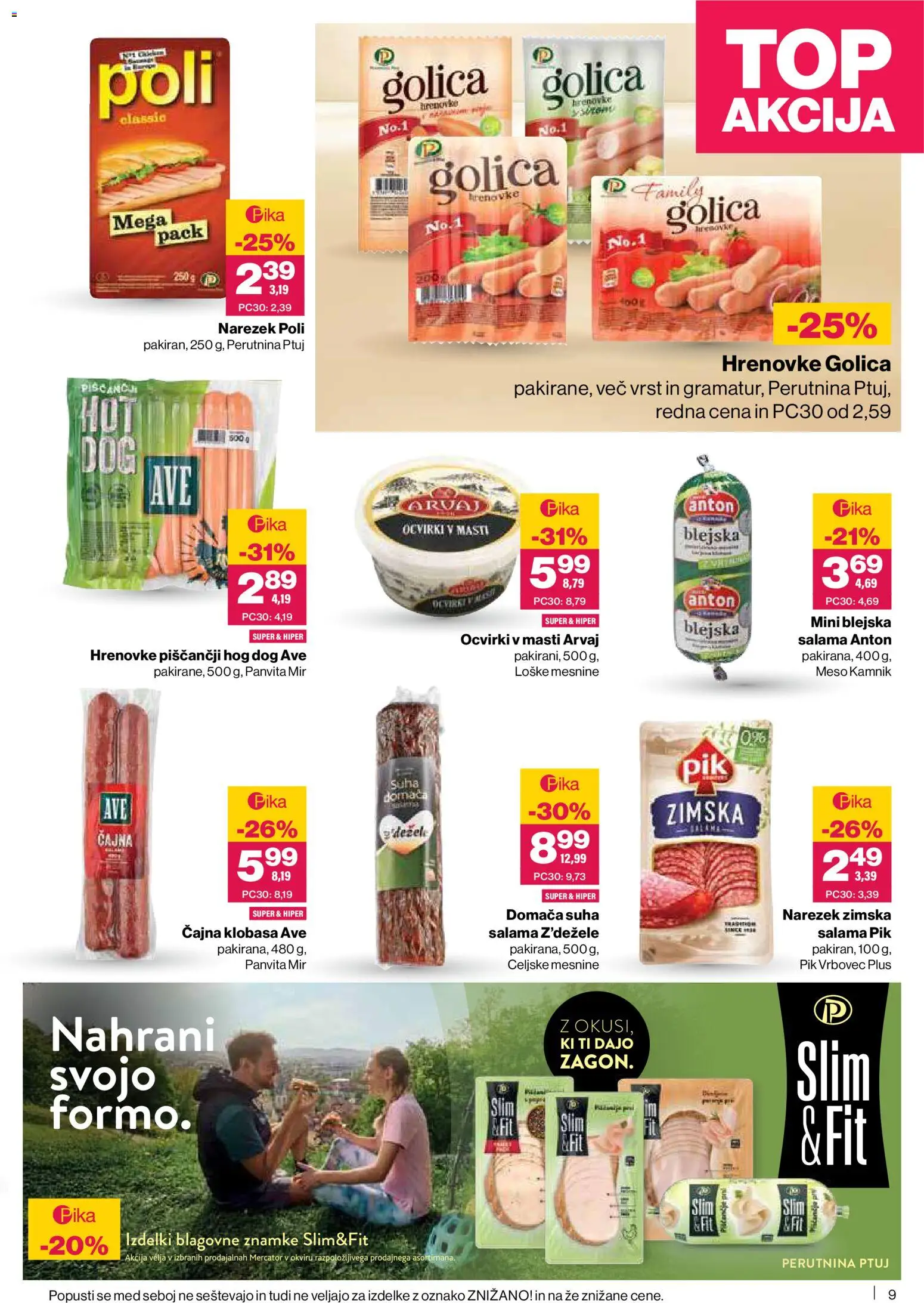 Novi Mercator katalog ponudbe – veljaven od 22.01.2026 | Stran: 9 | Izdelki: Hrenovke, Narezek, Ocvirki, Salama