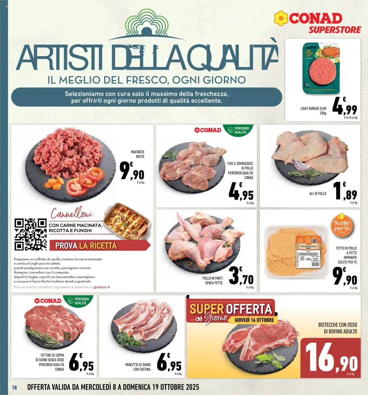 Volantino Conad del 08.10.2025 | Pagina: 10 | Prodotti: Petto di Pollo, Funghi, Ricotta, Forno