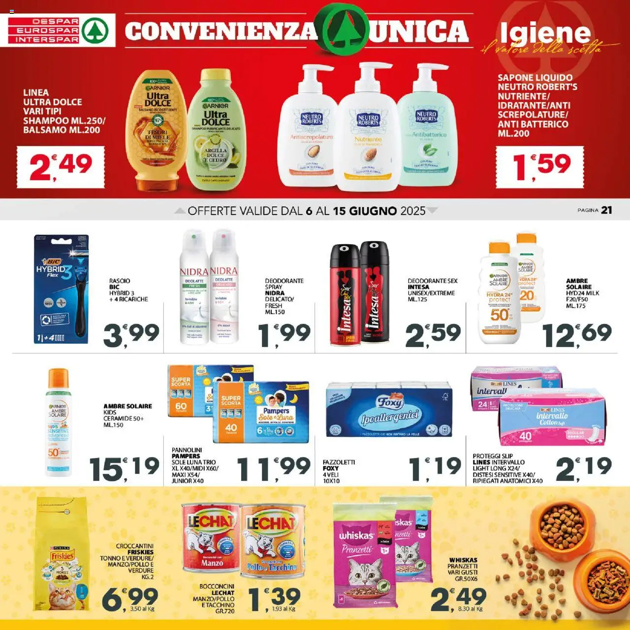 Volantino Despar del 06.06.2025 | Pagina: 21 | Prodotti: Shampoo, Balsamo, Proteggi slip, Manzo