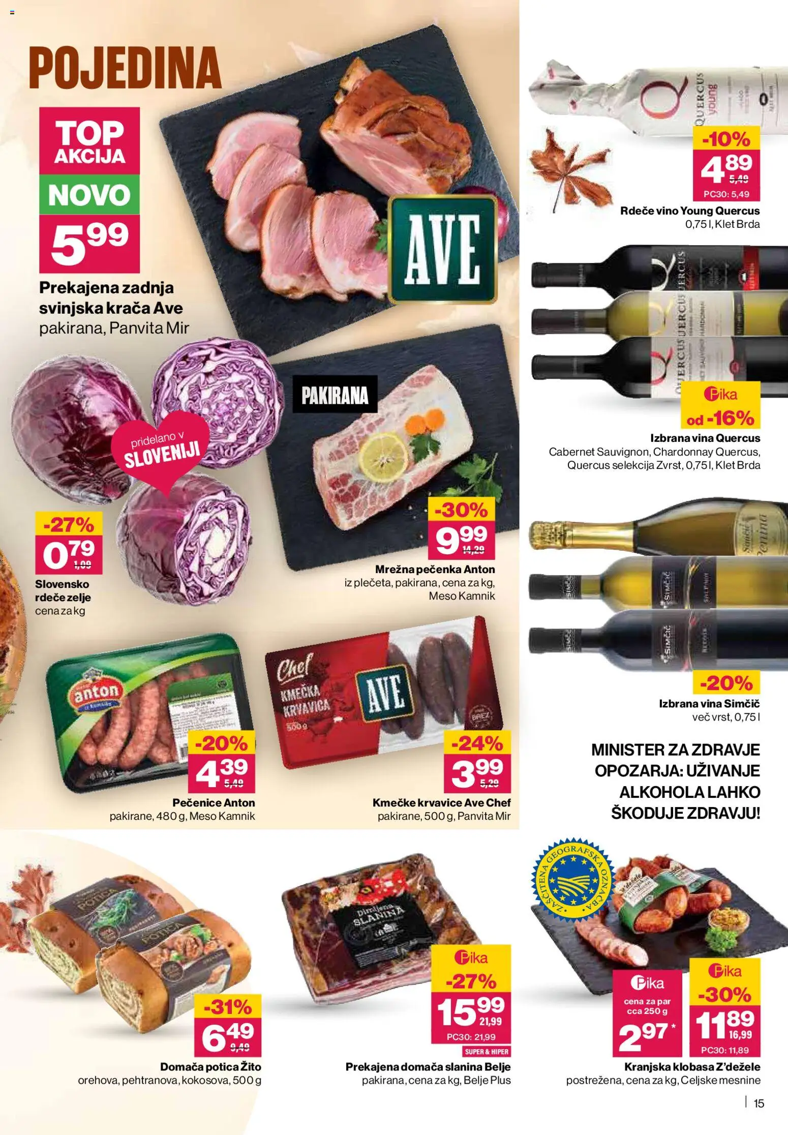 Novi Mercator katalog ponudbe – veljaven od 23.10.2025 | Stran: 15 | Izdelki: Slanina, Vino, Bilderrahmen, Zelje