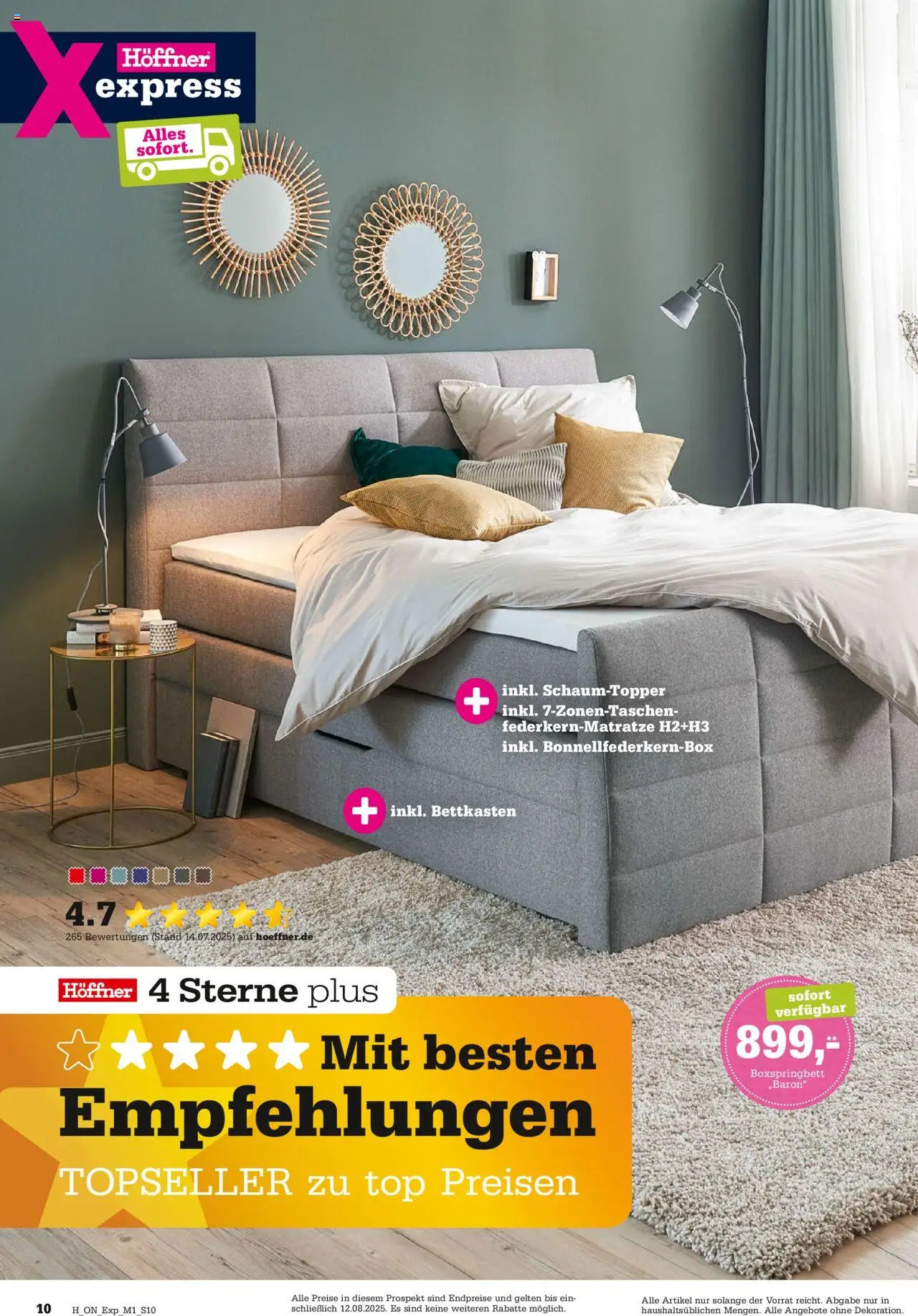 Höffner - Express Spezia - gültig ab dem 30.07.2025 | Seite: 10 | Produkte: Top, Boxspringbett