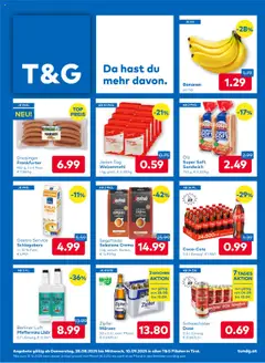 T&G Flugblatt gültig ab 28.08.2025 | Seite: 1 | Produkte: Bier, Bananen