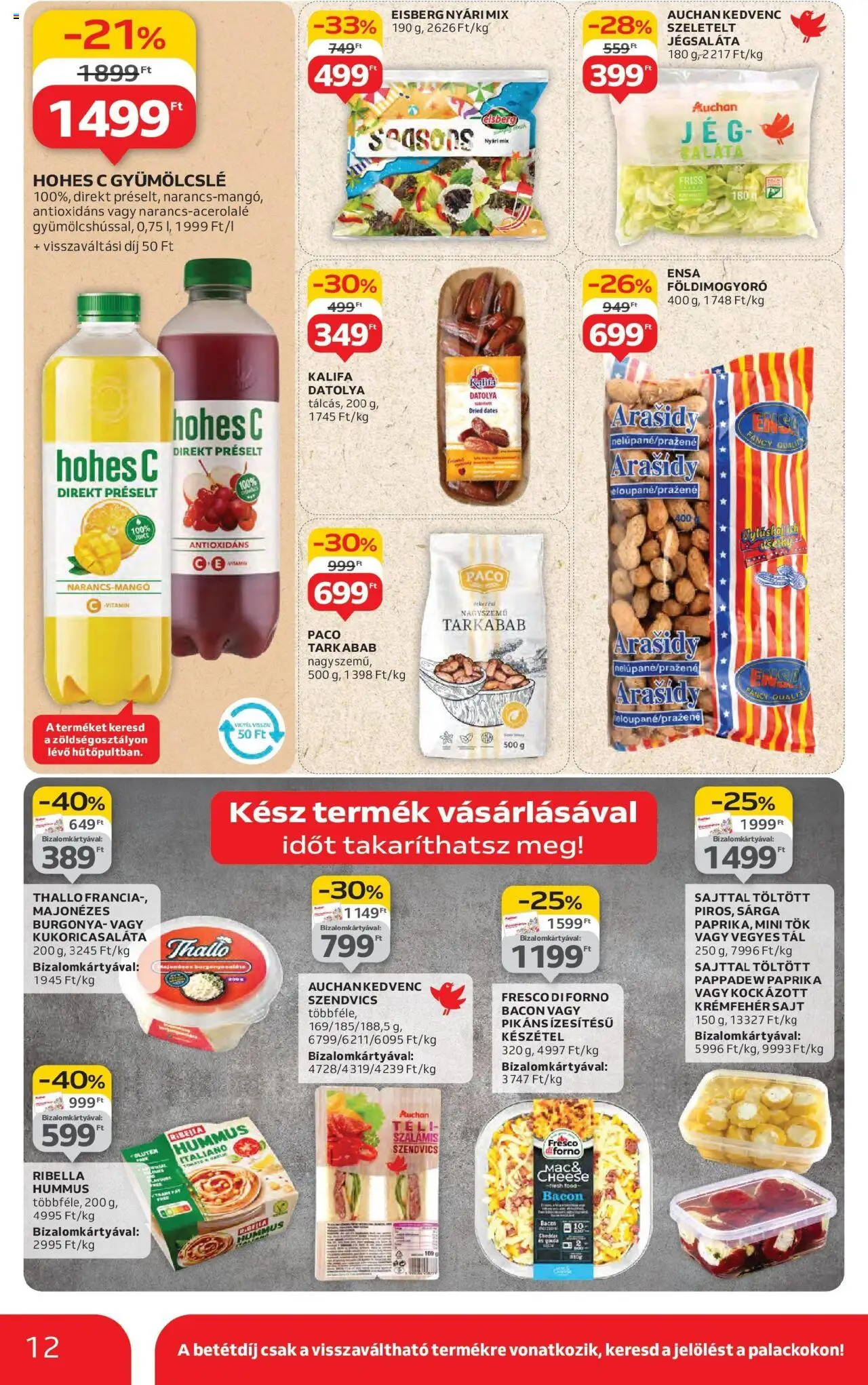 Auchan akciós ujság - amely érvényes a következő dátumtól: 31.07.2025 | Oldal: 12 | Termékek: Datolya, Burgonya, Cheddar, Készétel