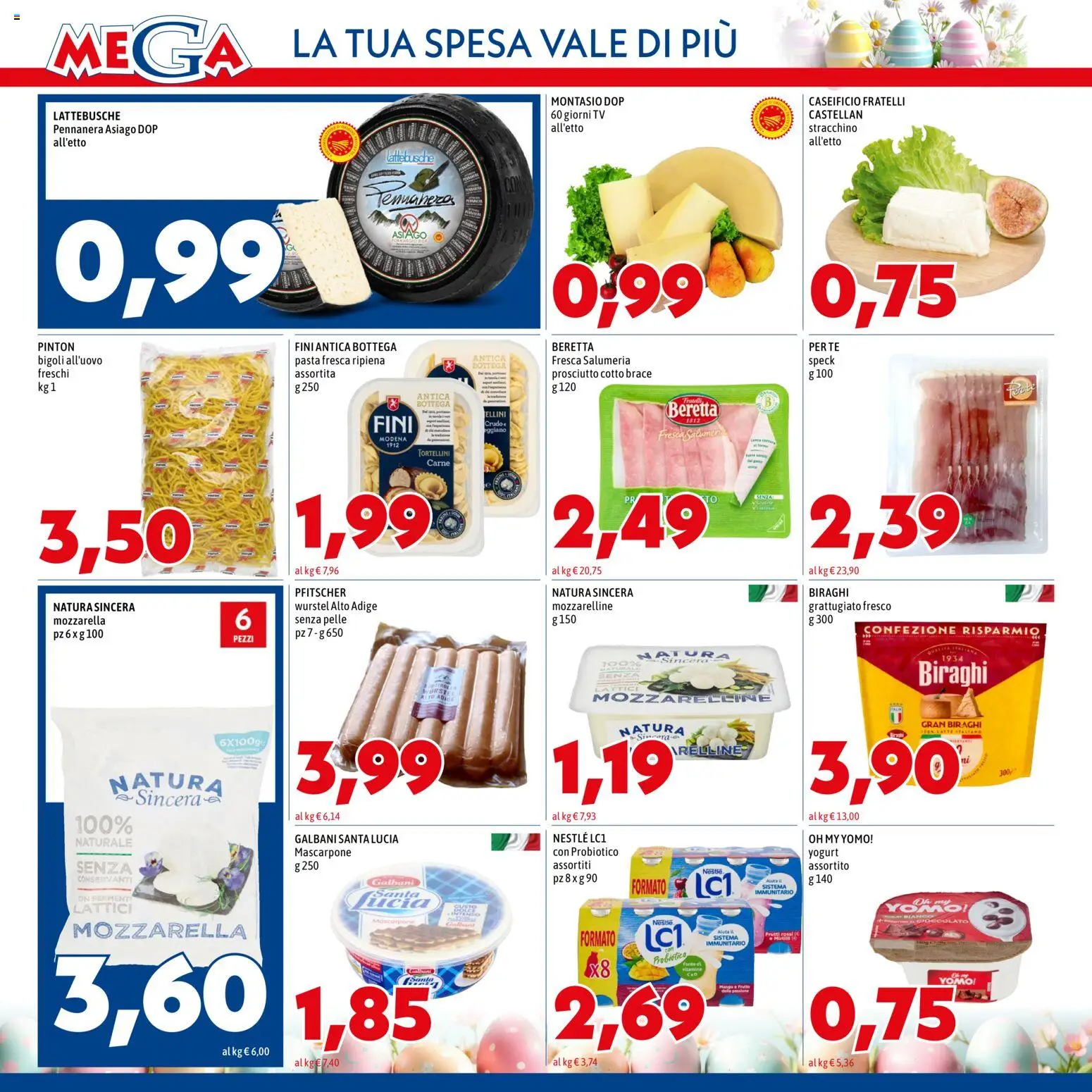 Volantino Mega del 26.03.2026 | Pagina: 6 | Prodotti: Prosciutto Cotto, Yogurt, Wurstel, TV