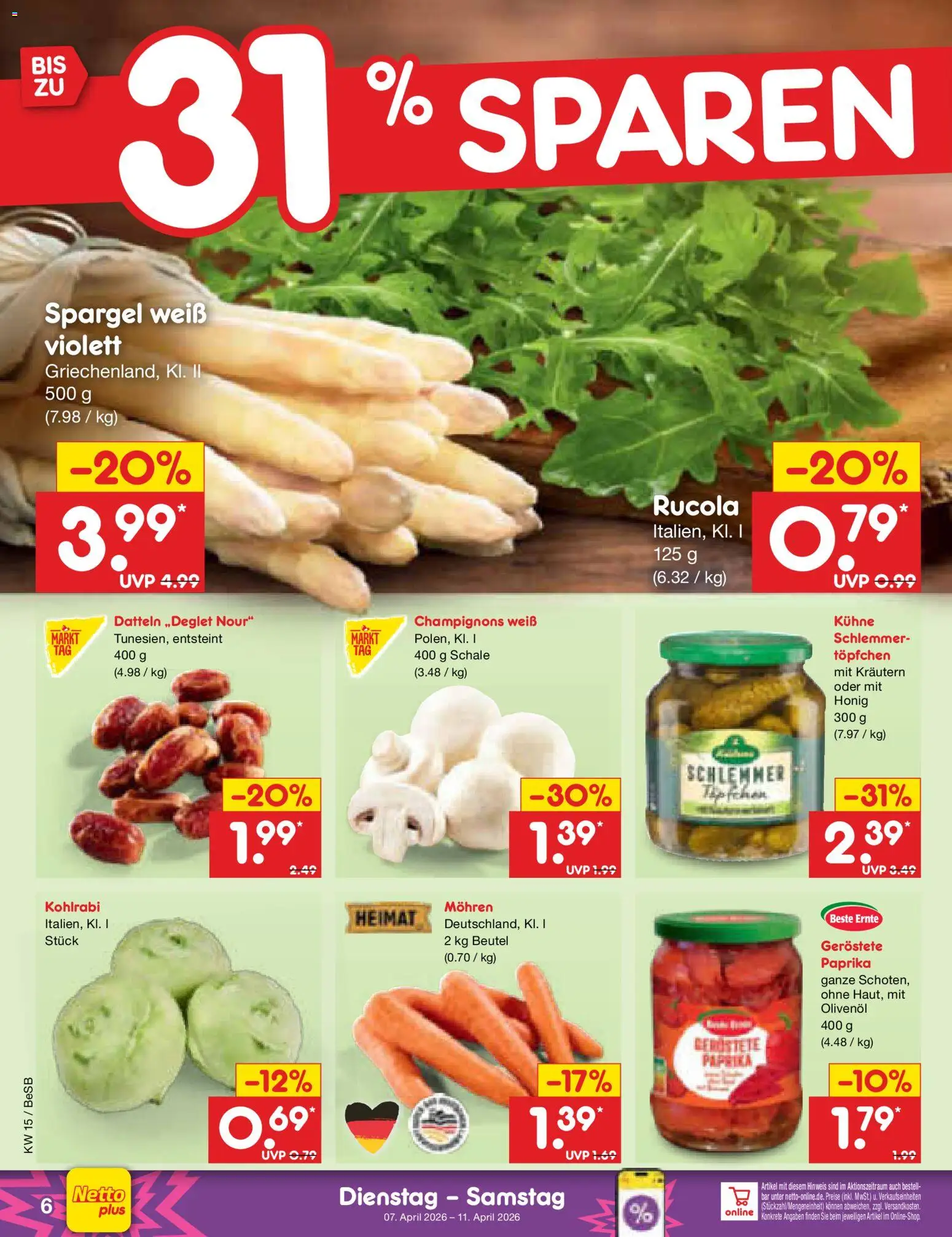 Netto Marken-Discount Prospekt 	 – gültig ab 07.04.2026 | Seite: 8 | Produkte: Olivenol, Rucola, Kohlrabi, Paprika