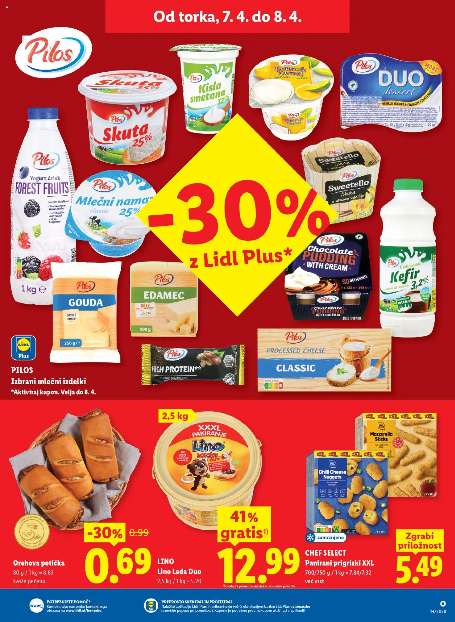 Novi Lidl katalog ponudbe – veljaven od 02.04.2026 | Stran: 45 | Izdelki: Edamec, Mleko, Prigrizki, Smetana