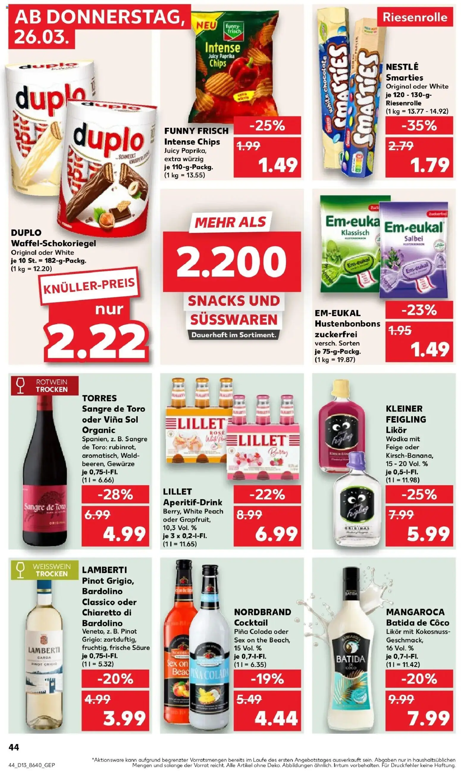 Kaufland Prospekt Andernach	 – gültig ab 26.03.2026 | Seite: 44 | Produkte: Weißwein, Rotwein, Likör, Gewürze