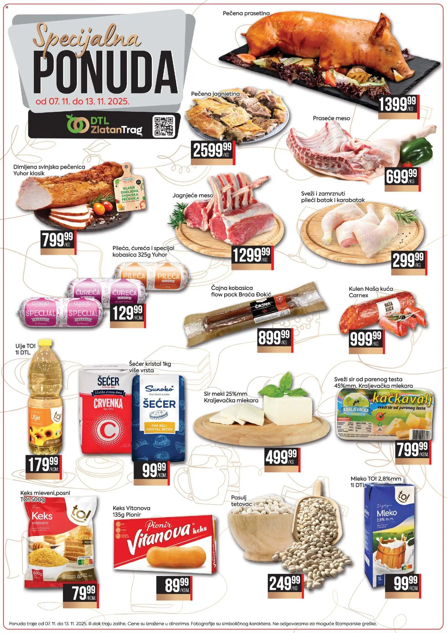 Zlatan Trag katalog - važi od 07.11.2025 | Strana: 1 | Proizvode: Pasulj, Kulen, Mleko, Pileći batak