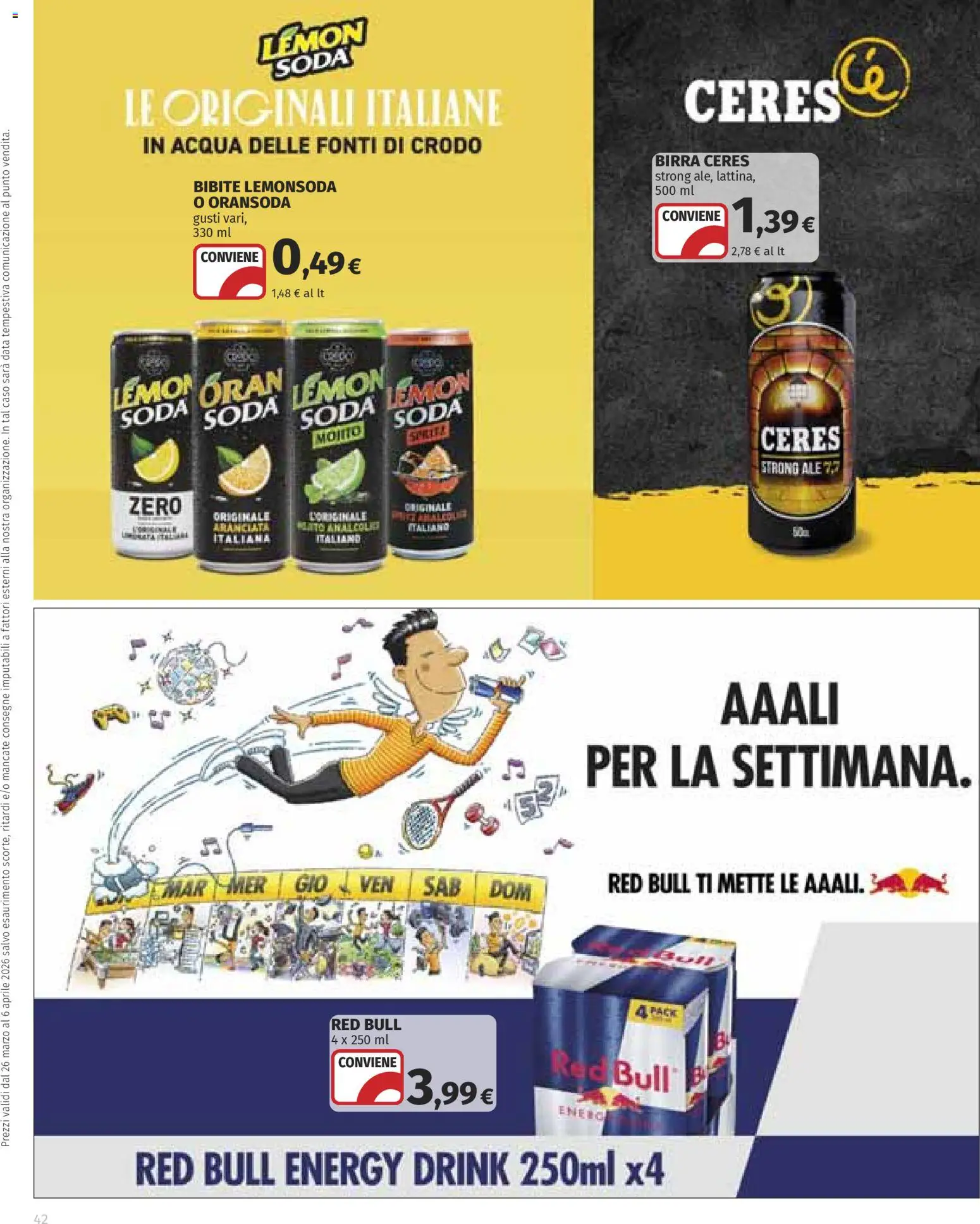 Volantino Ipercoop del 26.03.2026 | Pagina: 42 | Prodotti: Birra, Data, Bibite, Red Bull