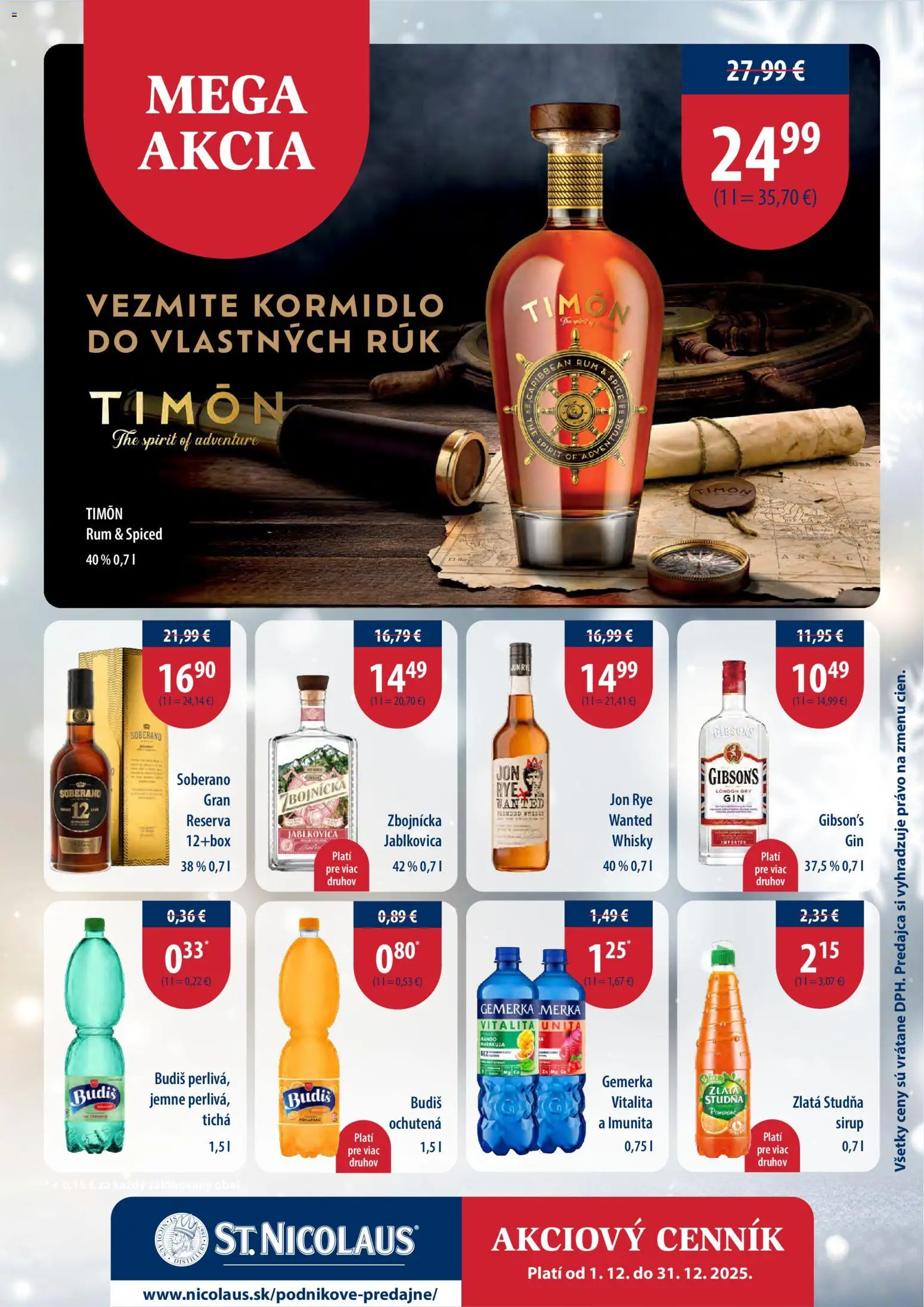 Nové St. Nicolaus akcie – leták je platný od 01.12.2025 | Strana: 4 | Produkty: Budiš, Whisky, Mango, Gemerka