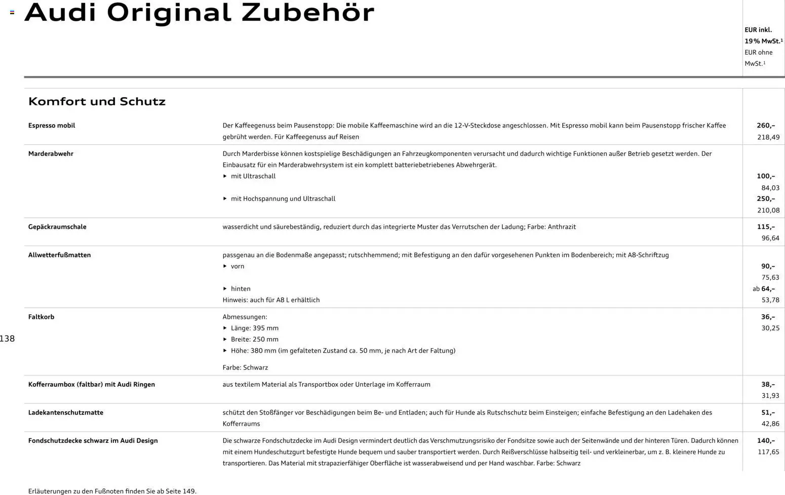 Audi A8 – gültig ab 28.10.2025 | Seite: 138 | Produkte: Kaffeemaschine, Kaffee